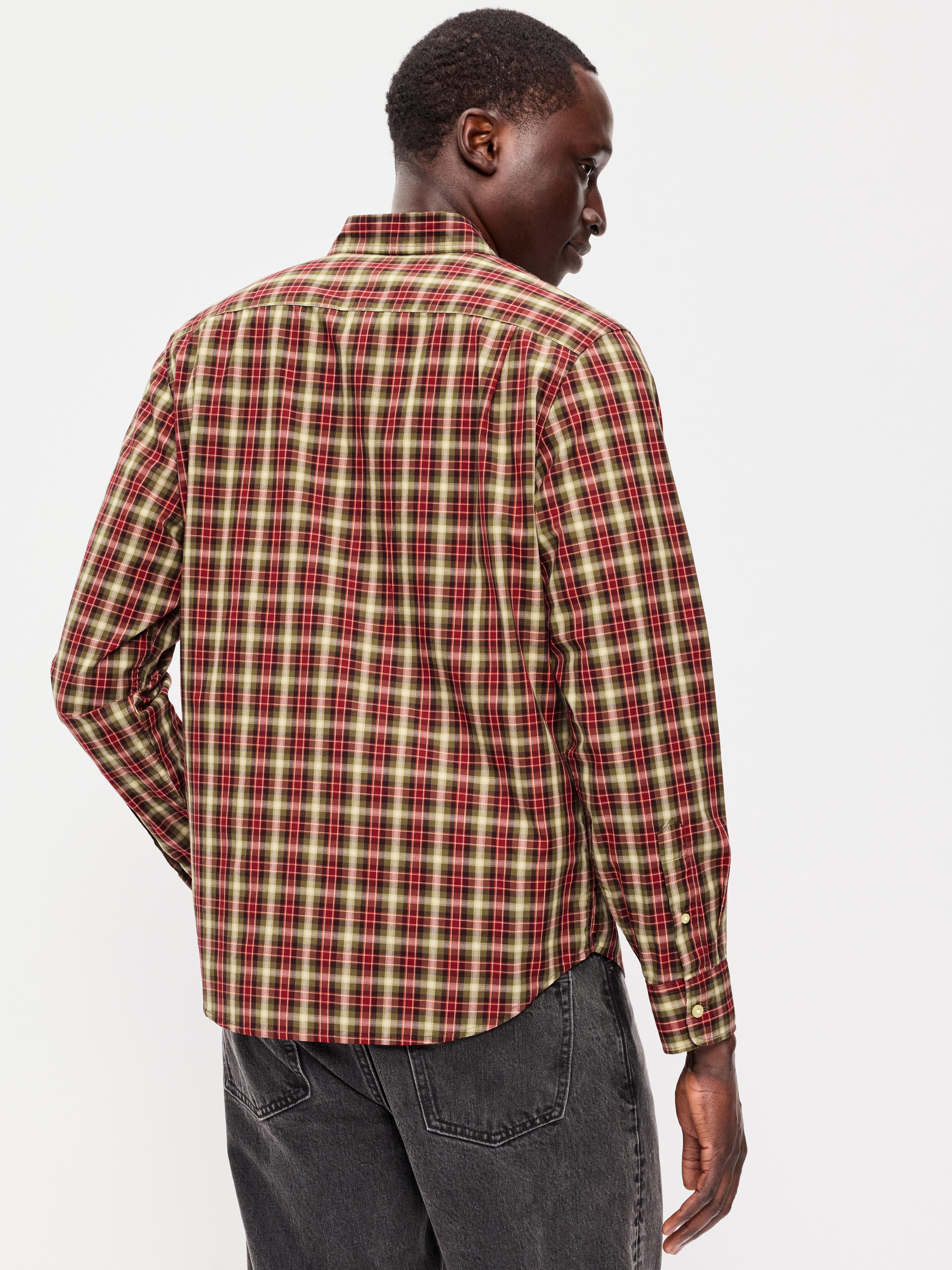 Classic Fit Everyday Oxford Shirt - Green Red Plaid - 2