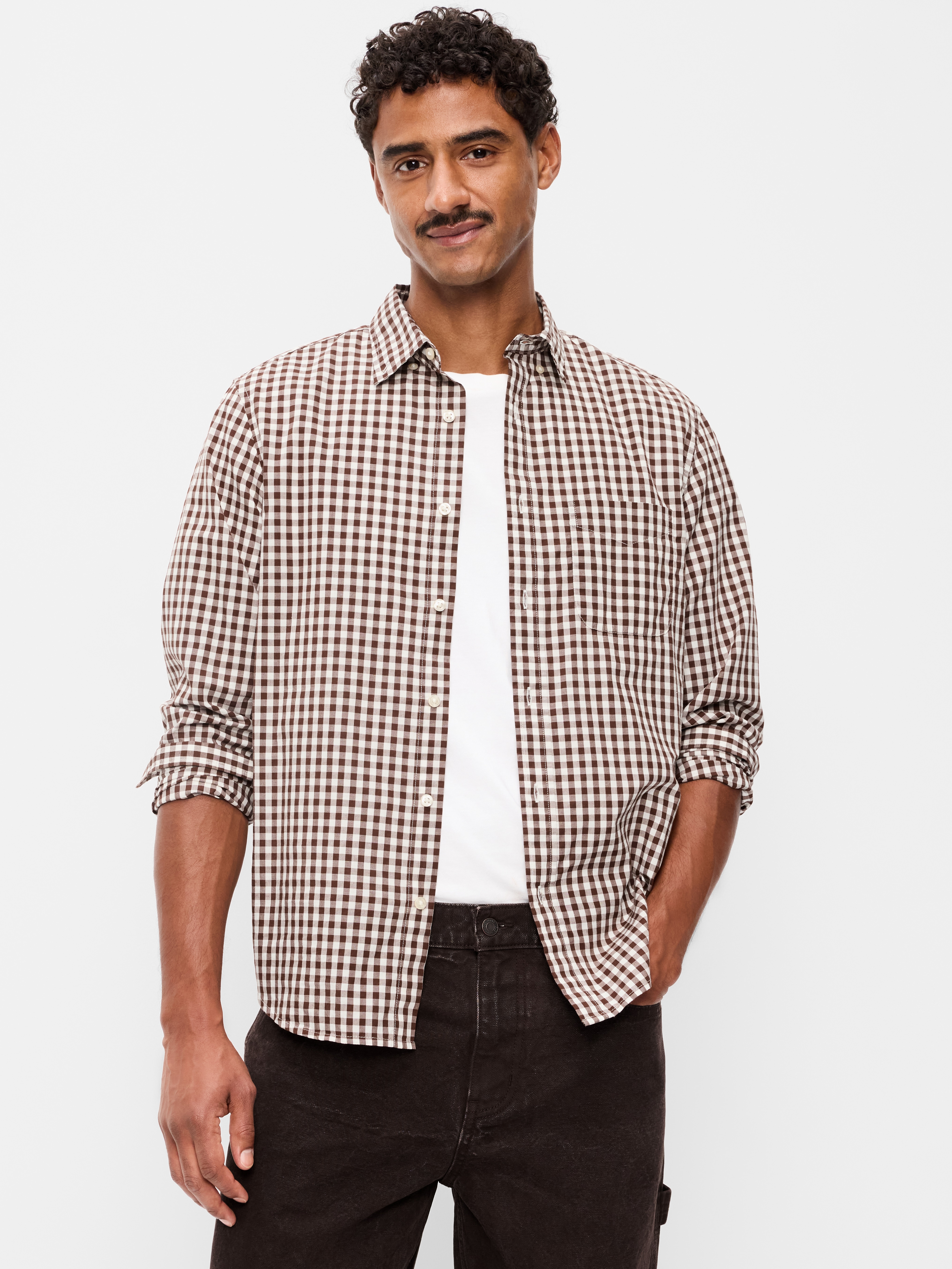 Classic Fit Everyday Oxford Shirt - Brown Check - 1