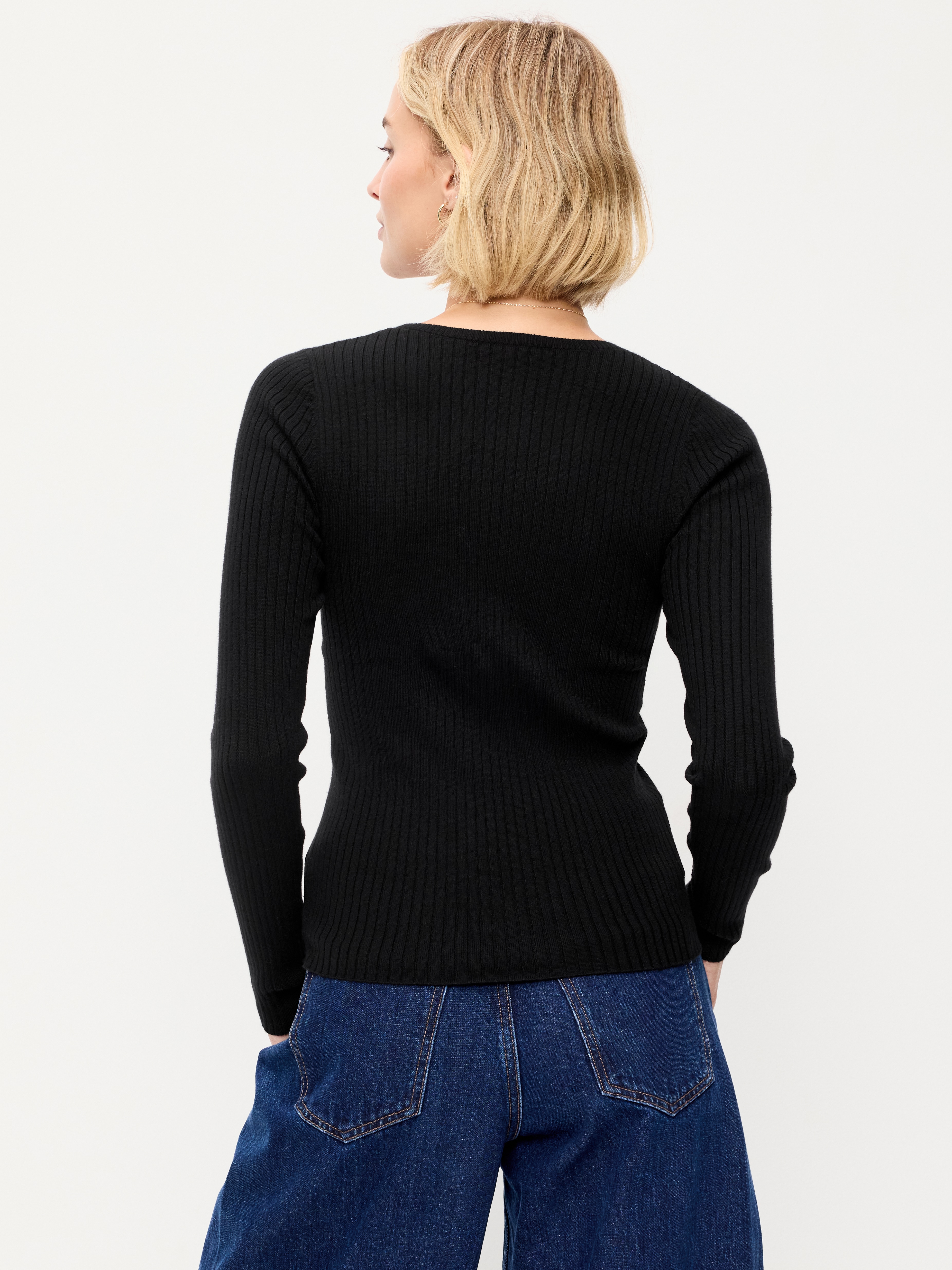 SoSoft Lite Crew-Neck Long-Sleeve Ribbed Sweater - Black Jack - 2