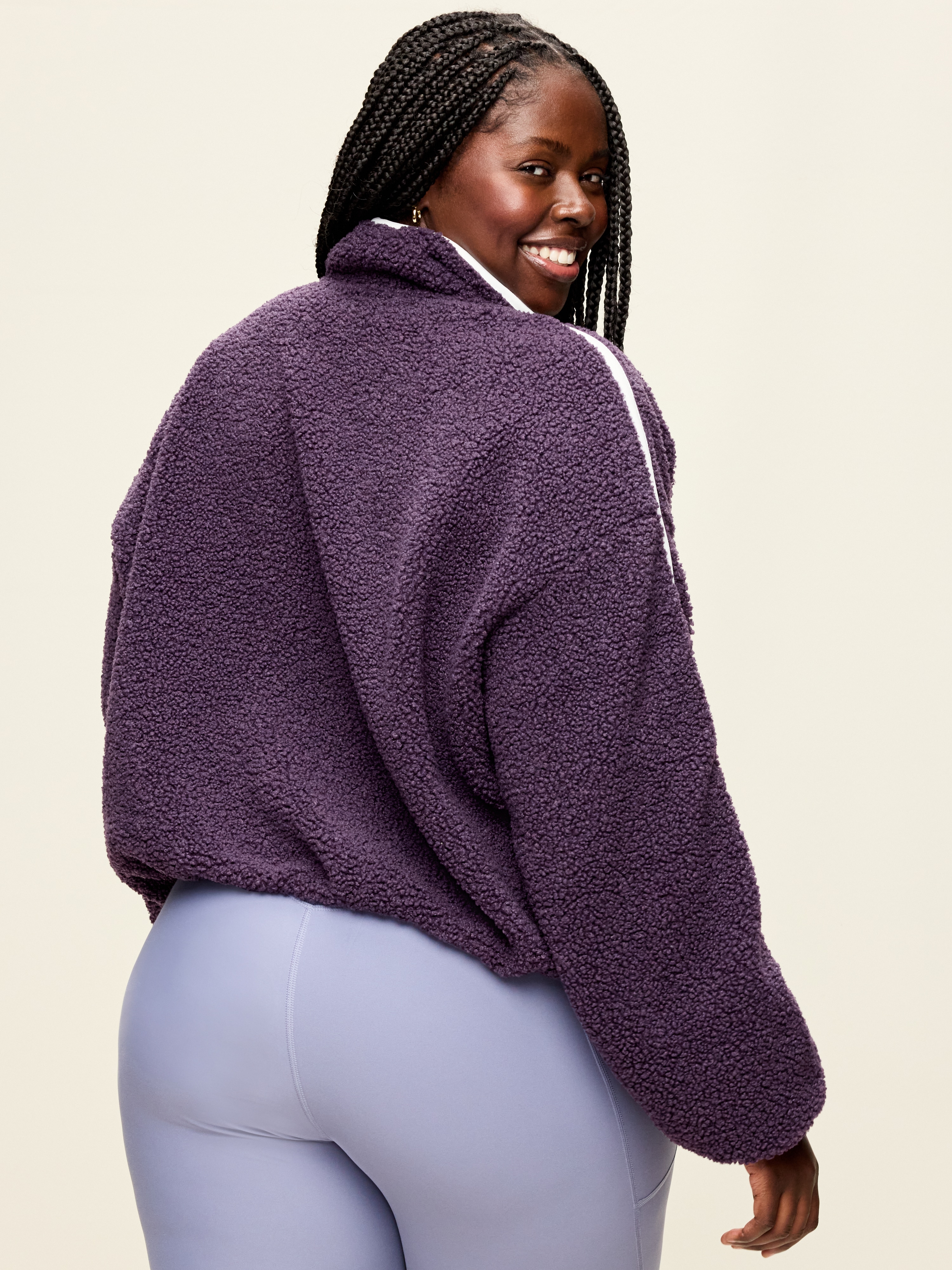 Loose Sherpa Quarter-Zip Pullover - Nebula - 8