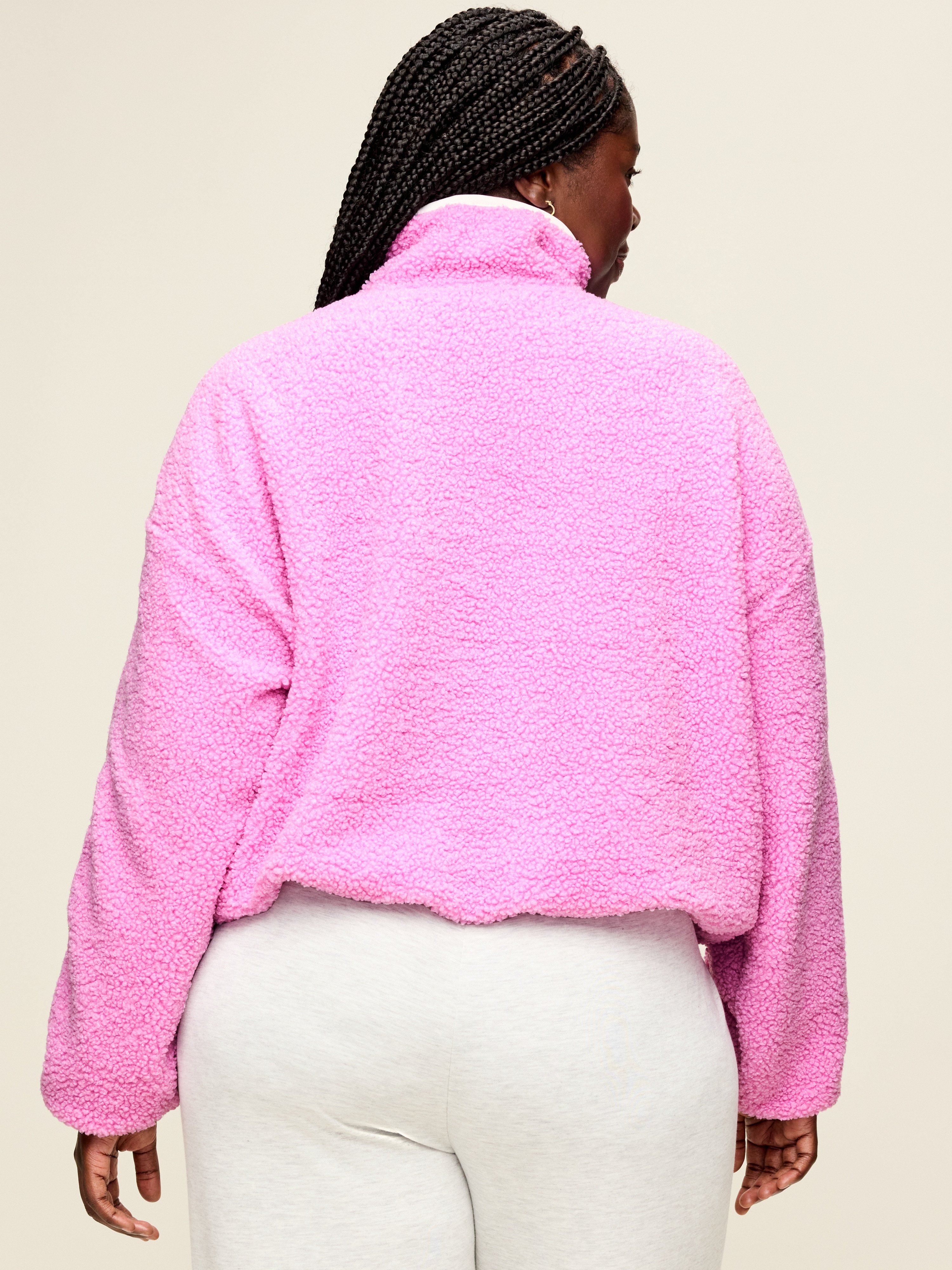 Loose Sherpa Quarter-Zip Pullover - Orchid - 8