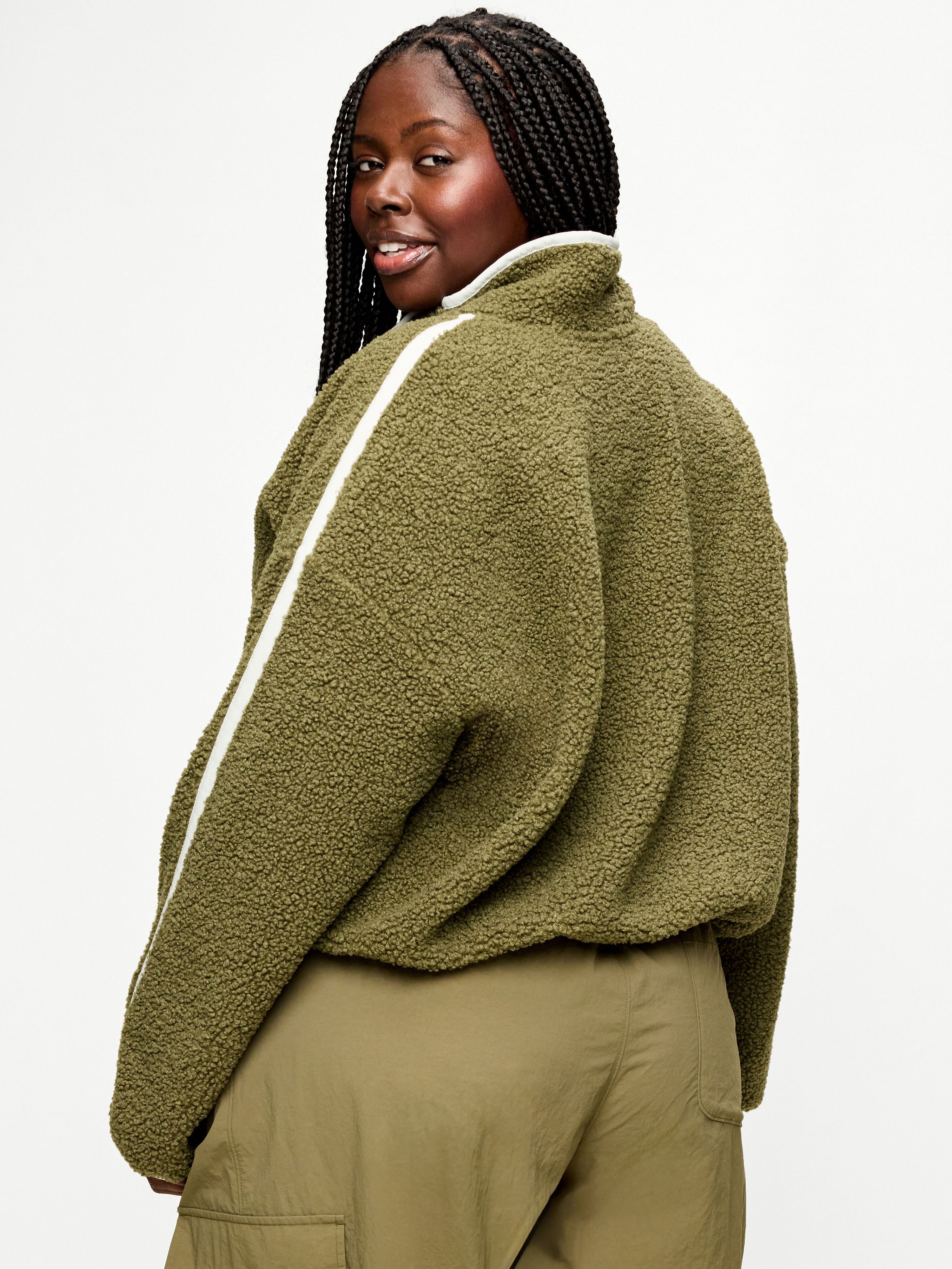 Loose Sherpa Quarter-Zip Pullover - Hearthwood - 8