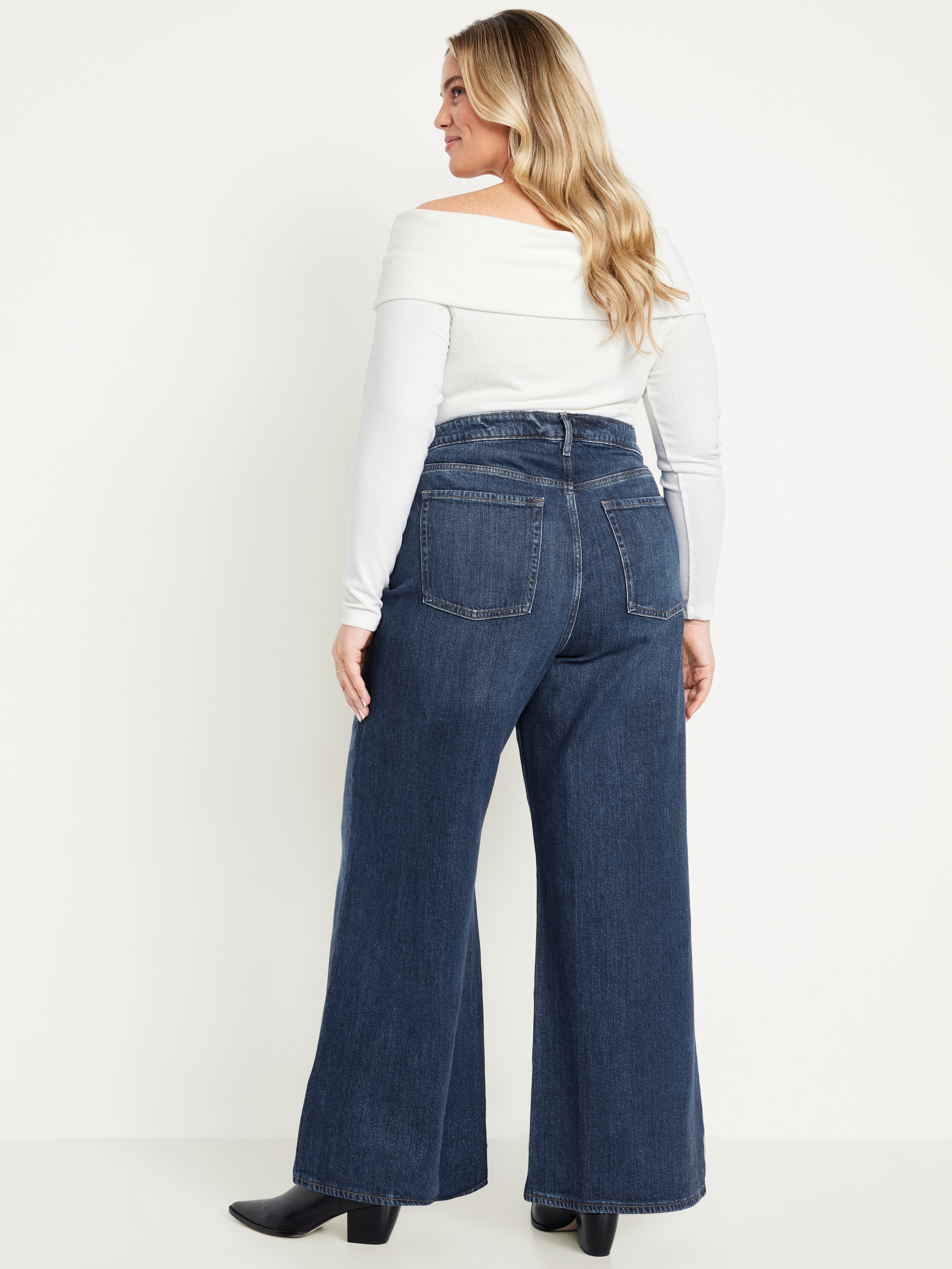 Extra High-Waisted Super Wide-Leg Jeans - Perfect Dark - 6