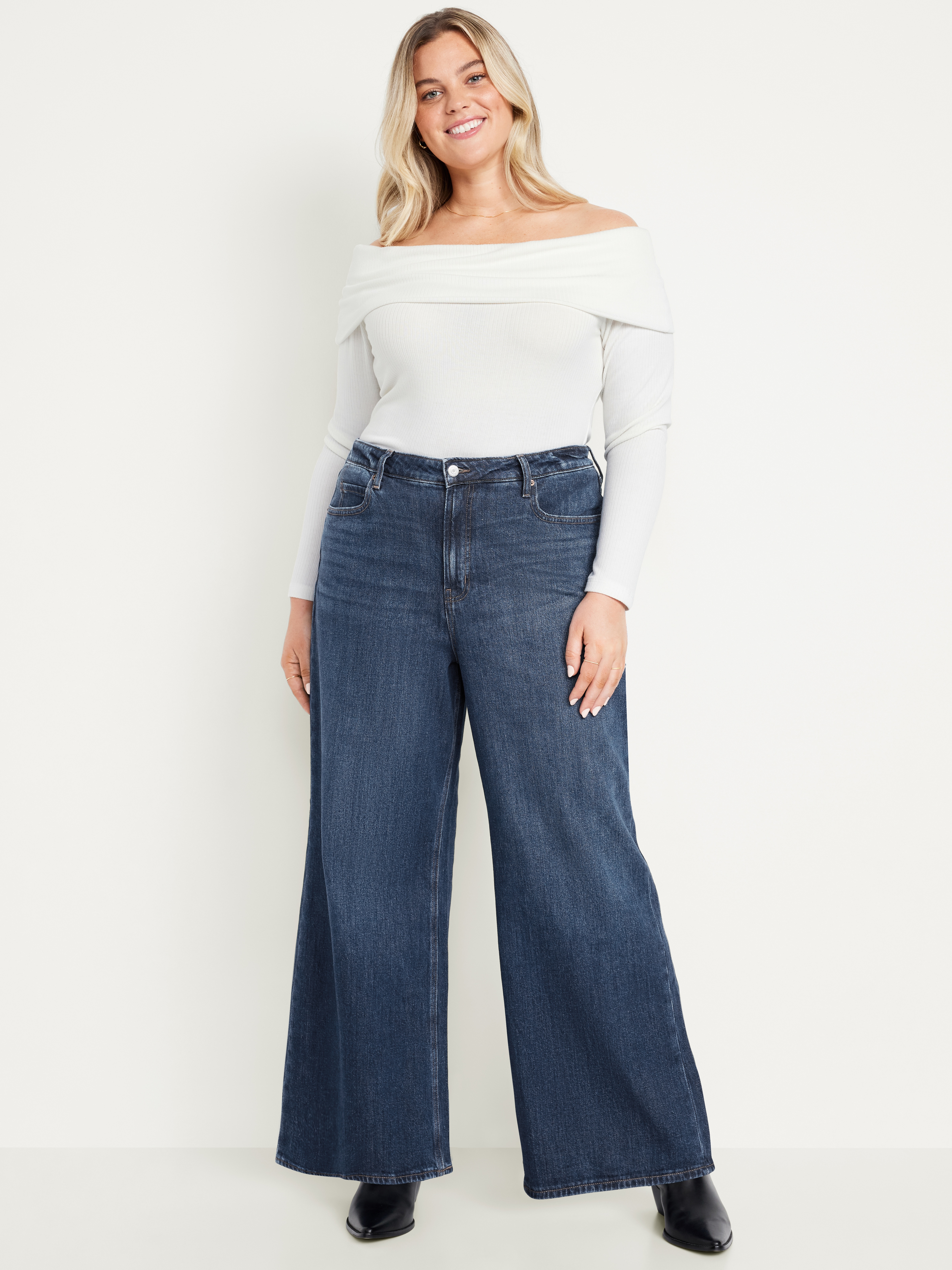 Extra High-Waisted Super Wide-Leg Jeans - Perfect Dark - 5