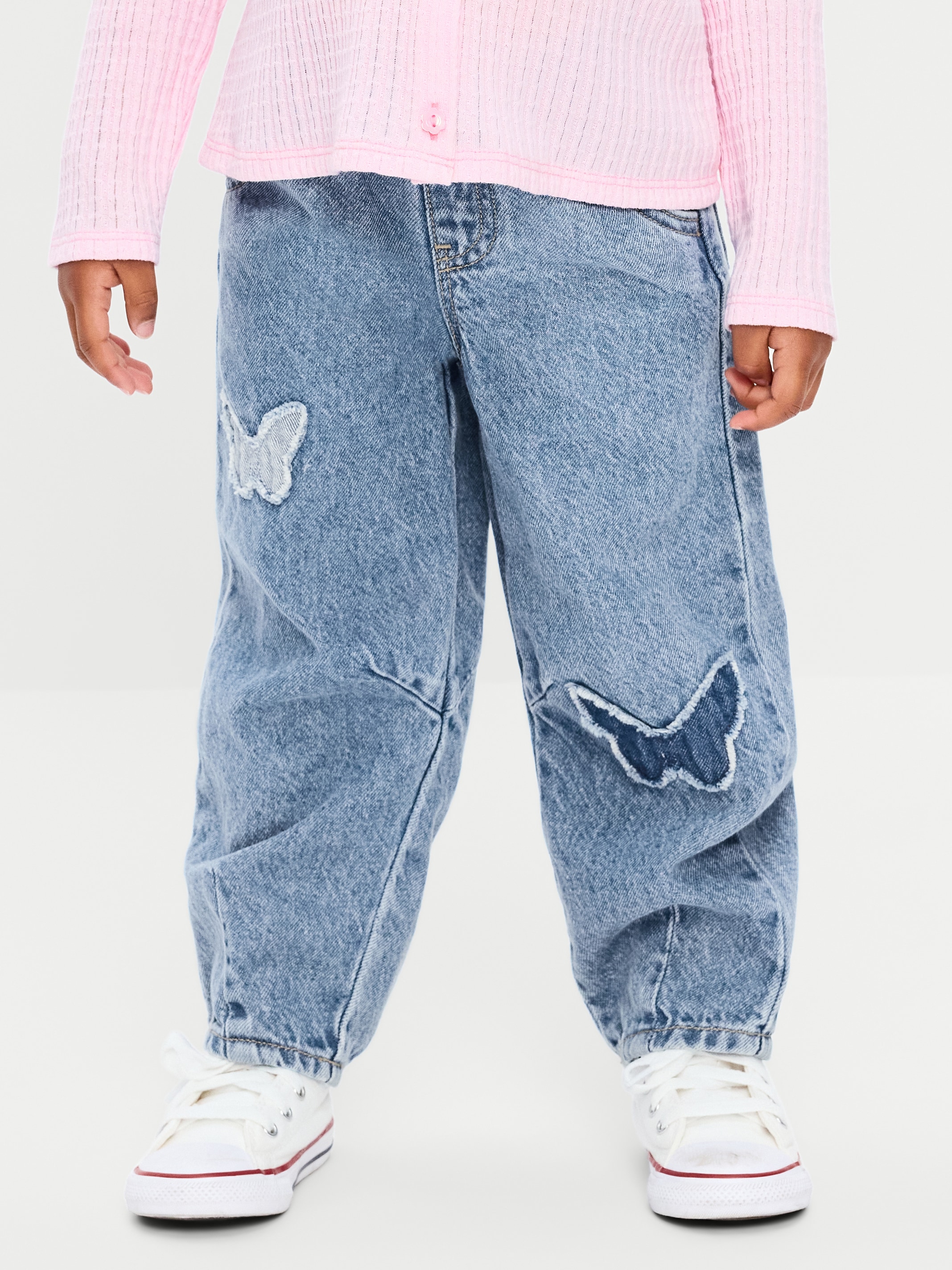 Pull-On Baggy Barrel-Leg Jeans for Toddler Girls - Medium Wash - 2