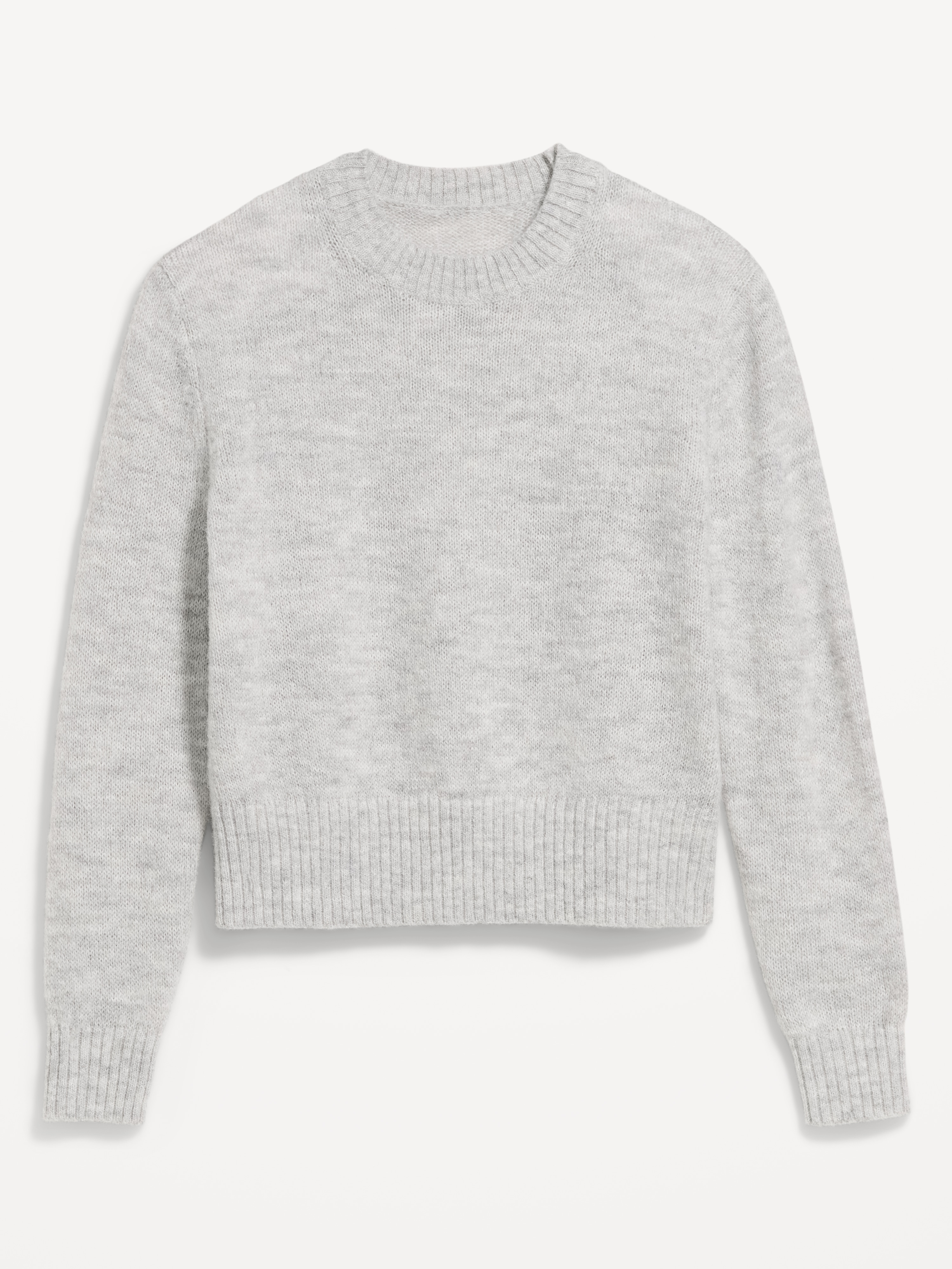 Shrunken Cozy Wool-Blend Crew-Neck Sweater - LIGHT GREY - 4