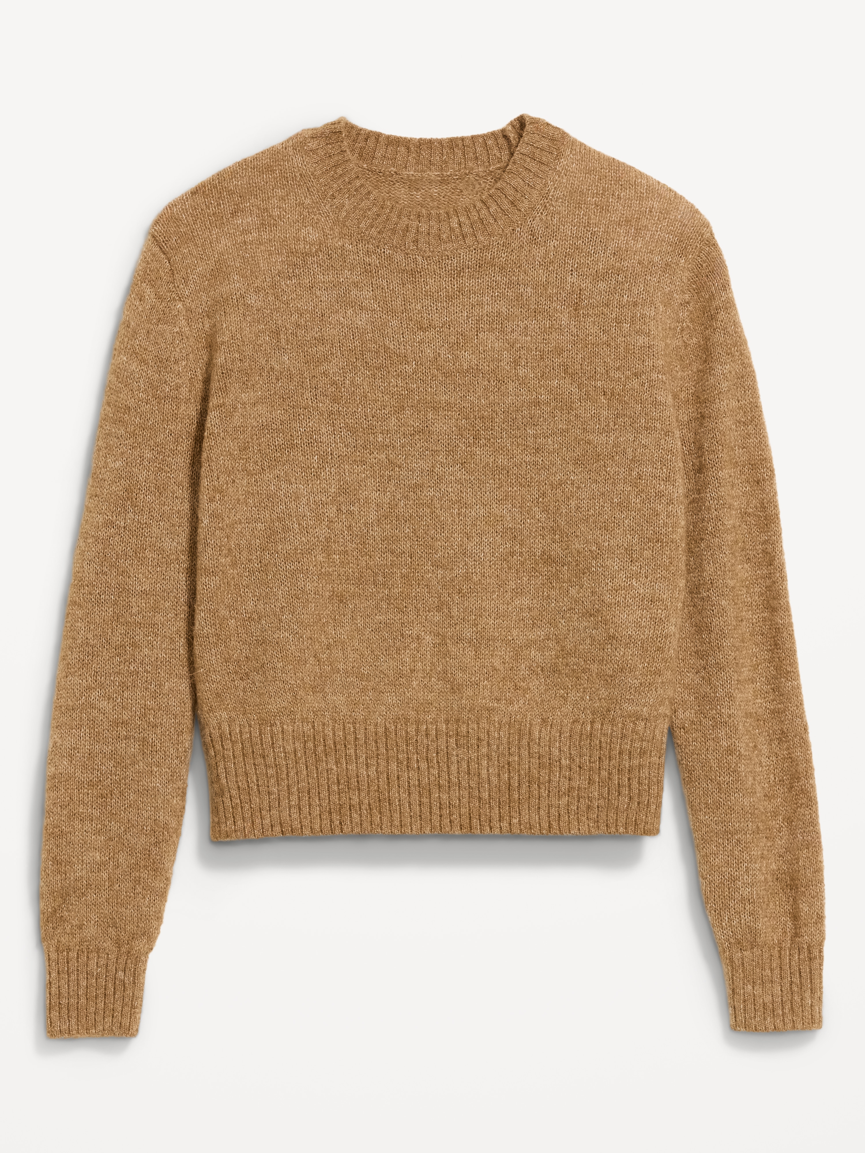Shrunken Cozy Wool-Blend Crew-Neck Sweater - SYCAMORE BARK - 4