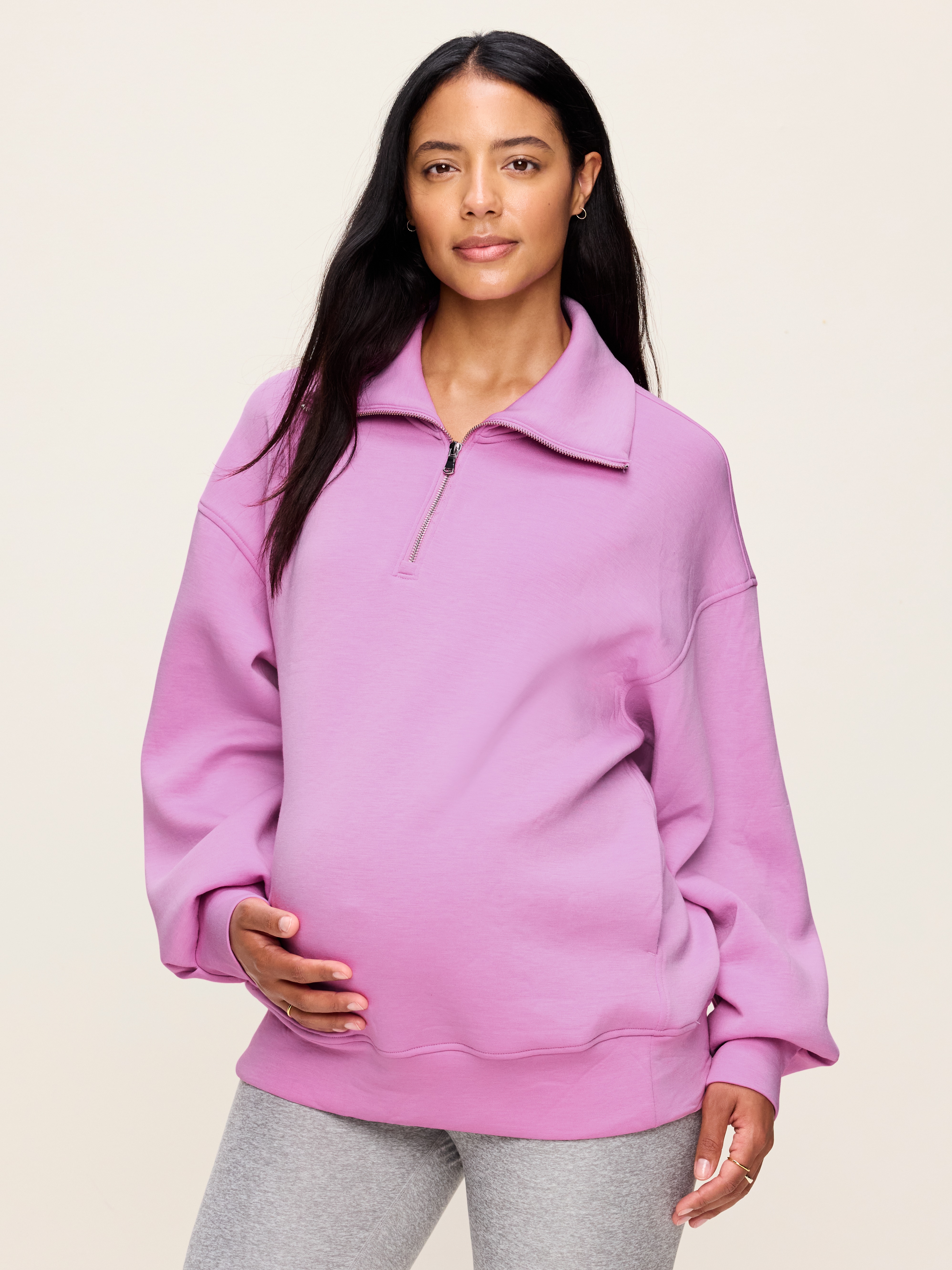 Maternity Bounce Fleece Half-Zip Pullover - Orchid - 1