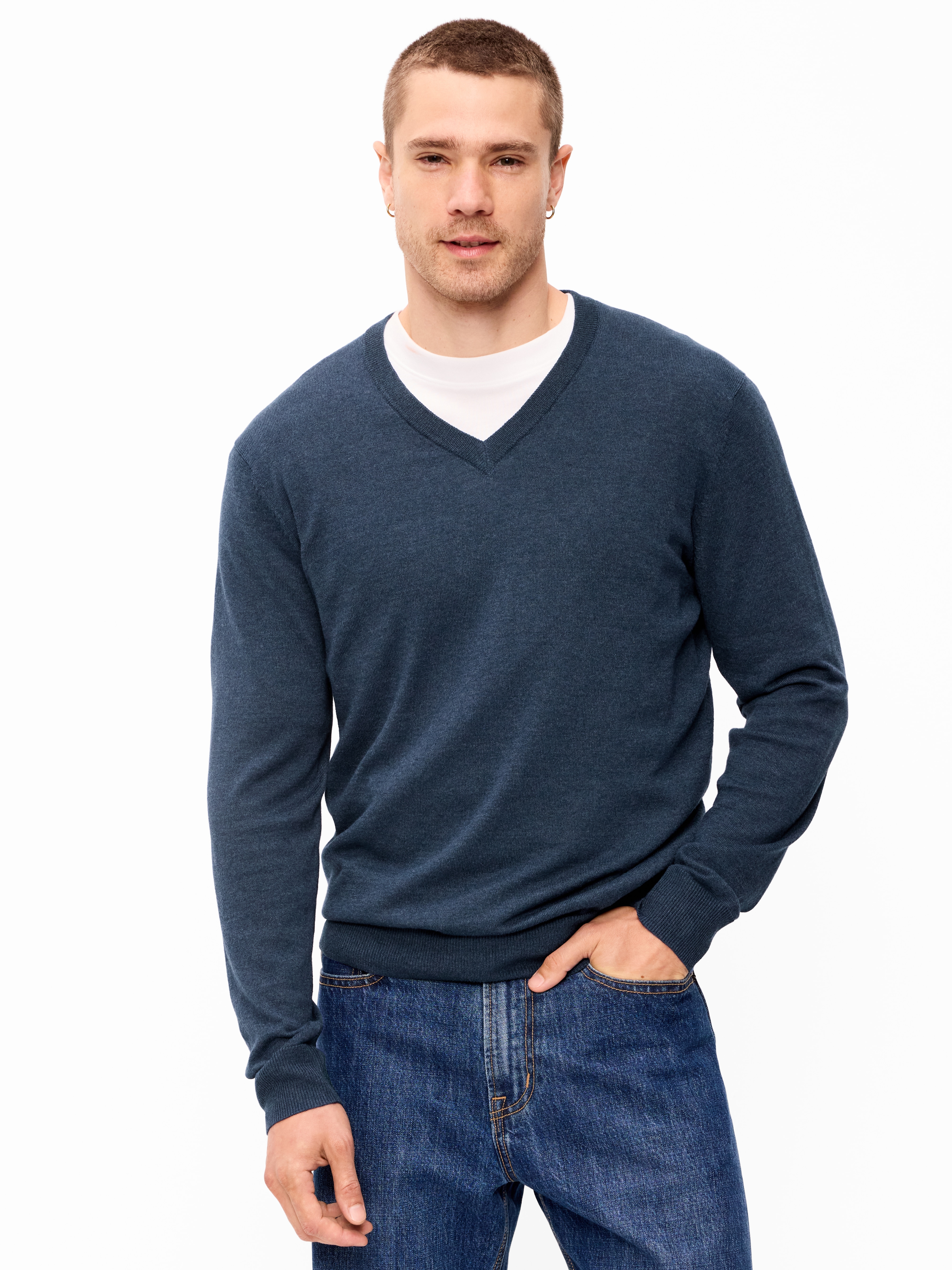 V-Neck Sweater - Navy Heather - 1