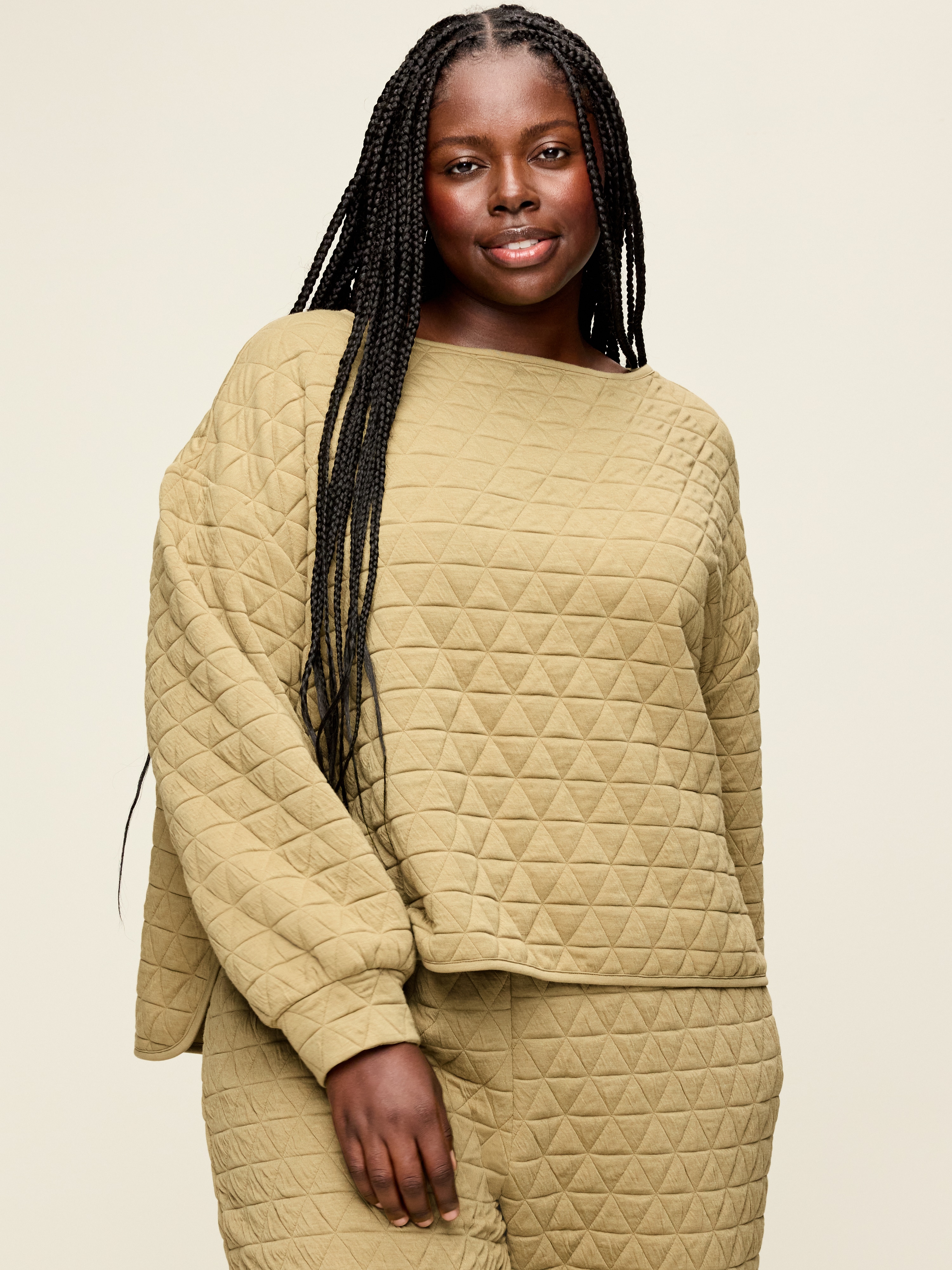 Quilted Bounce Fleece Boatneck Sweatshirt - Micro Green - 7