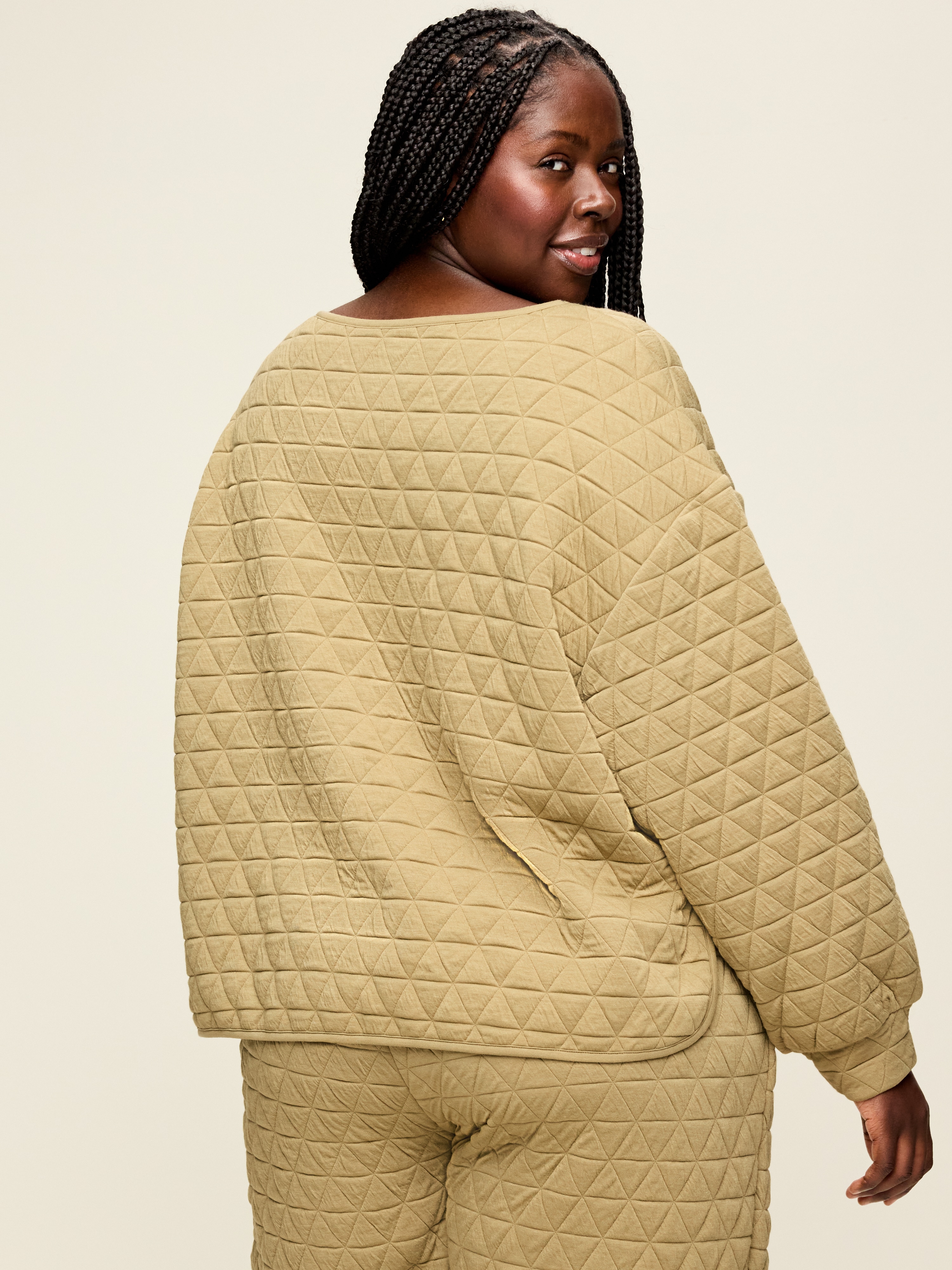 Quilted Bounce Fleece Boatneck Sweatshirt - Micro Green - 8