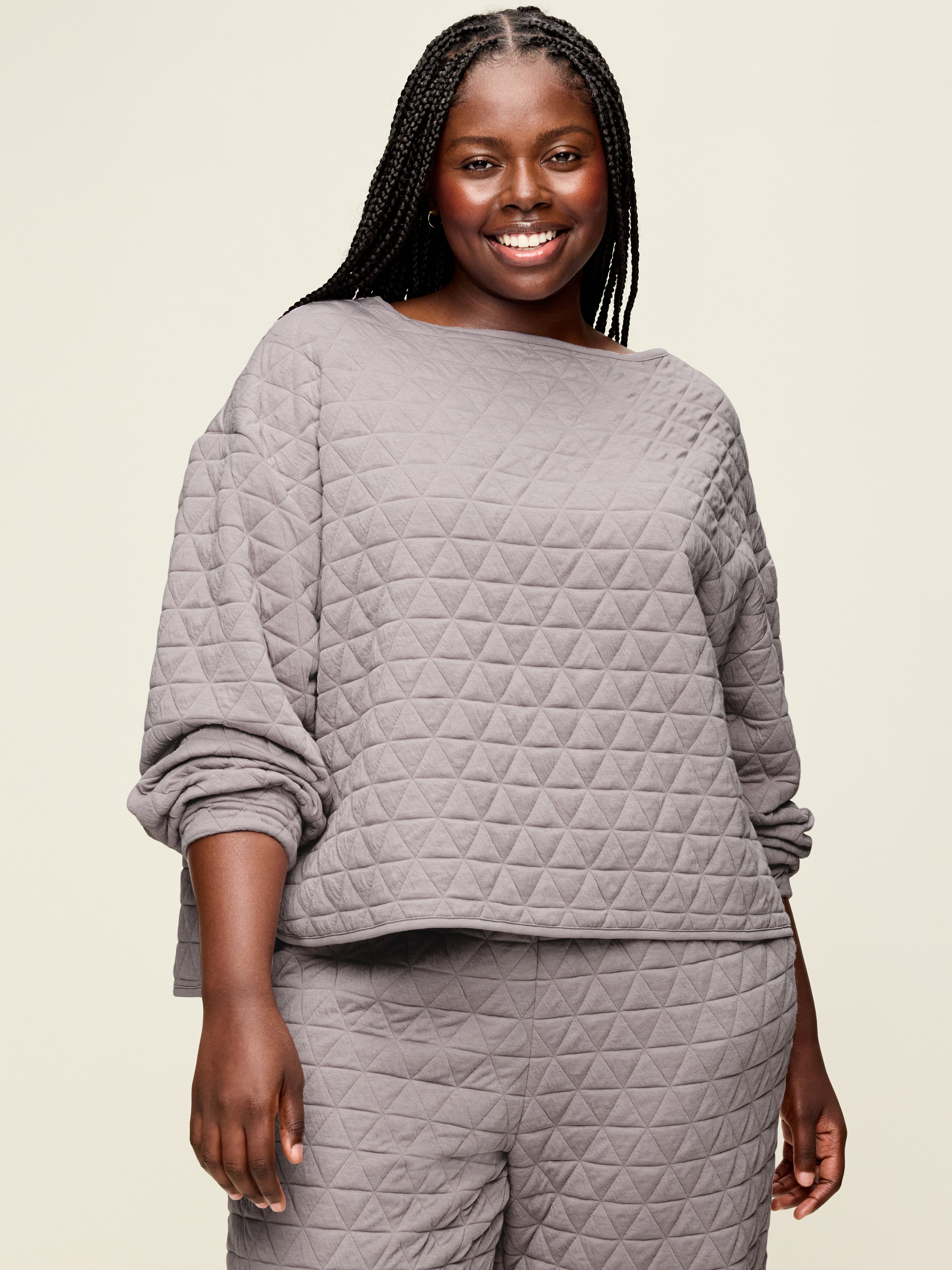 Quilted Bounce Fleece Boatneck Sweatshirt - Mockingbird - 7
