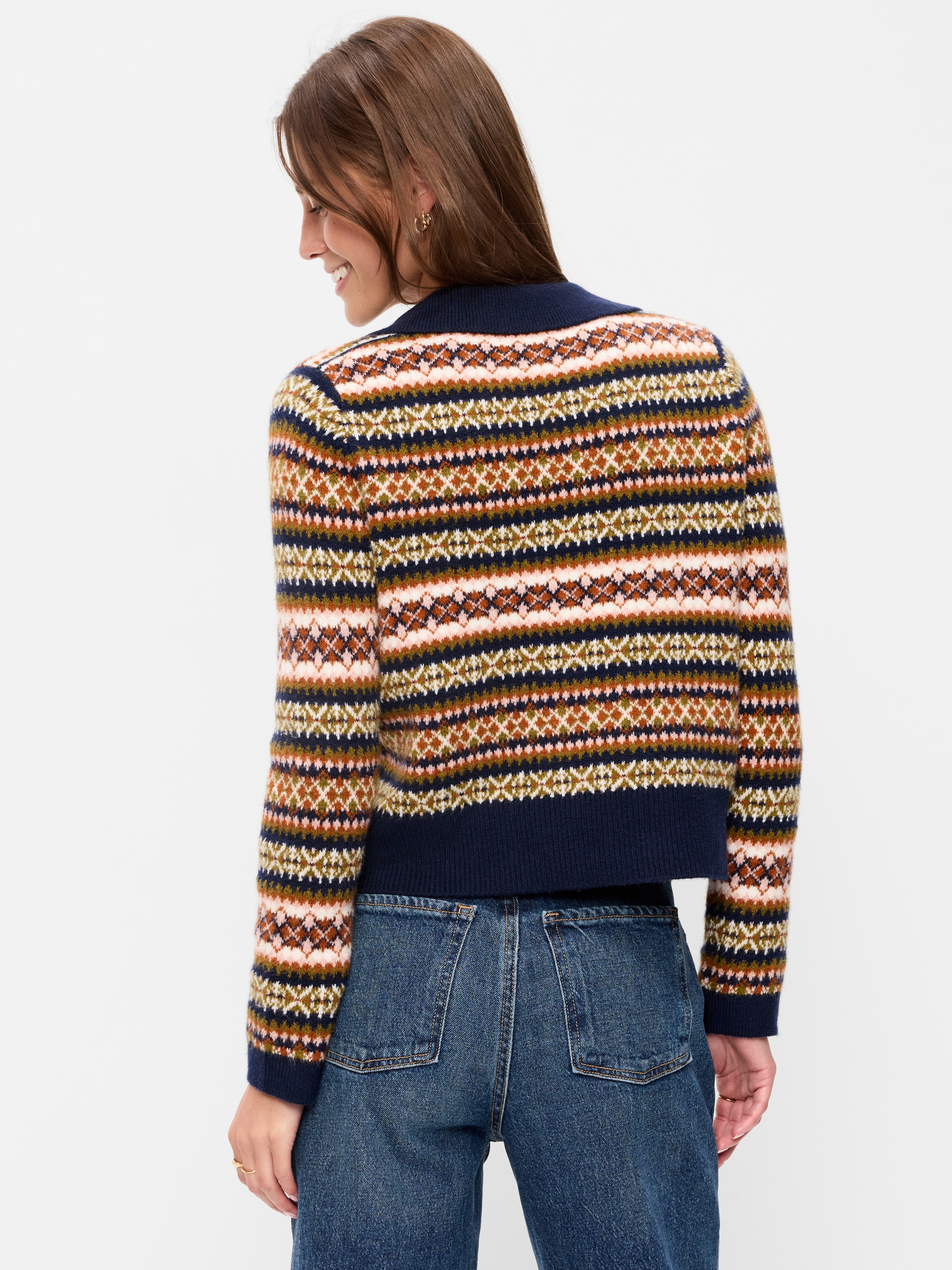 SoSoft Cropped Long-Sleeve Sweater - Navy Fair Isle - 2