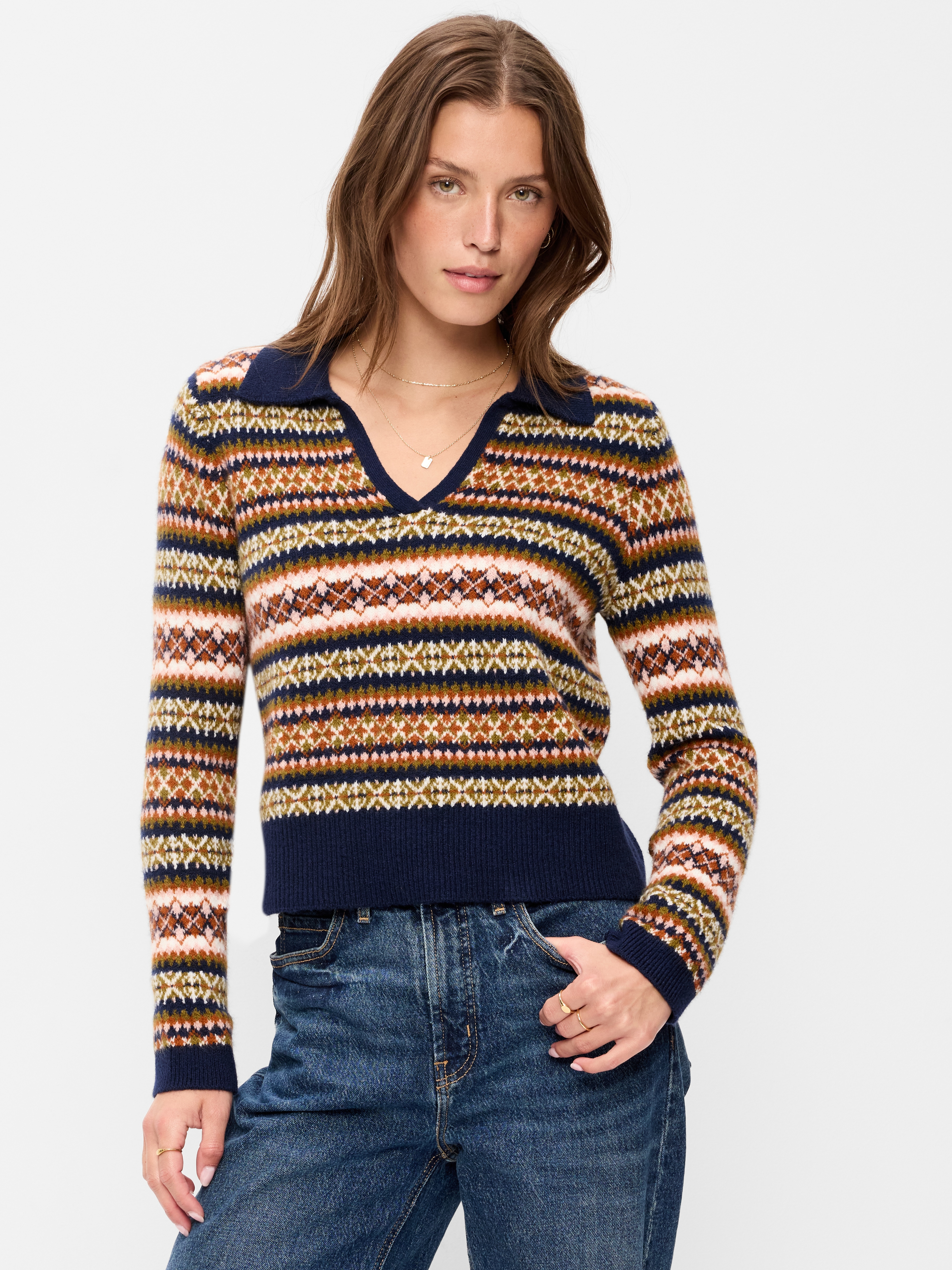SoSoft Cropped Long-Sleeve Sweater - Navy Fair Isle - 3