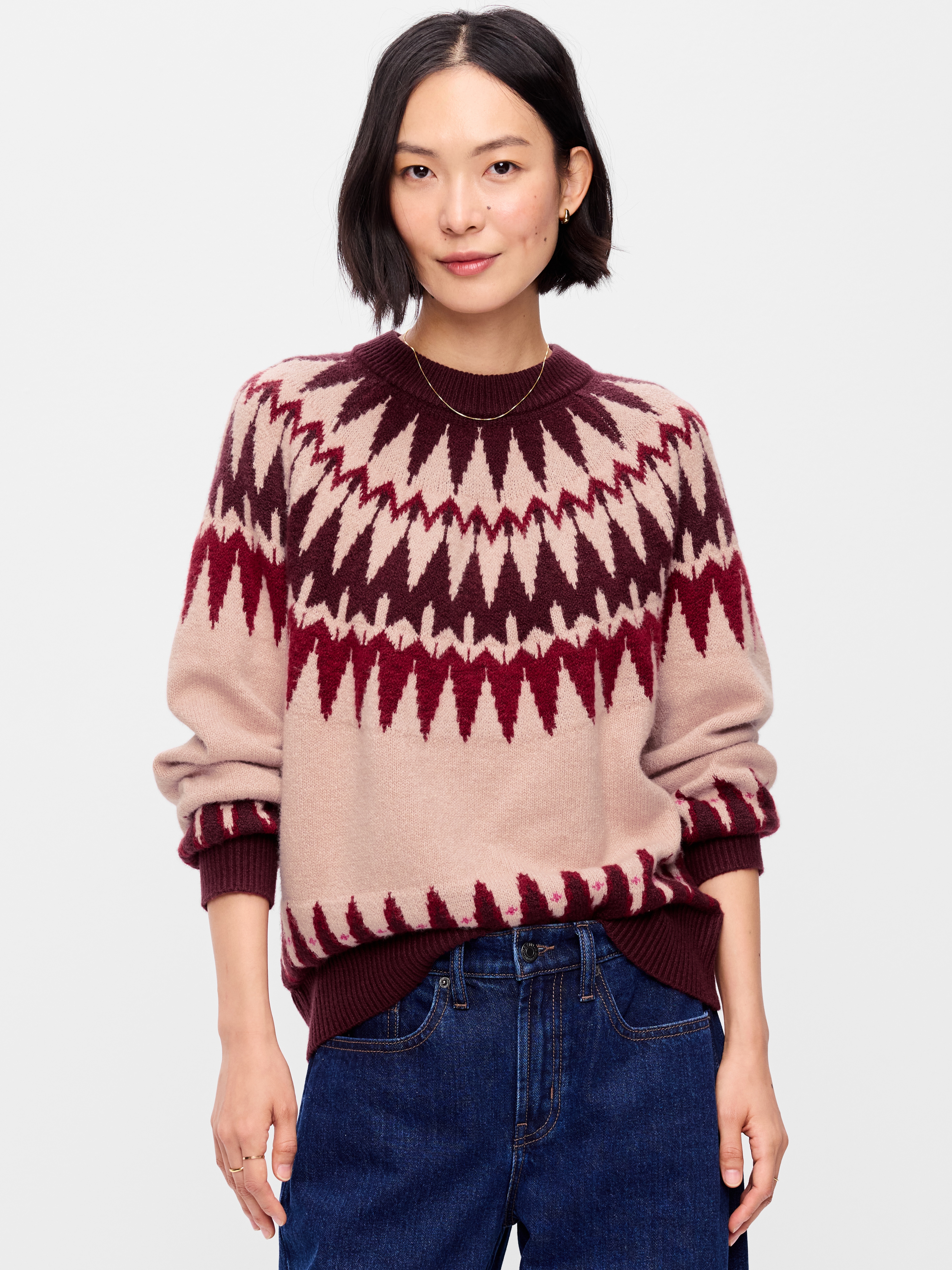 SoSoft Oversized Crew-Neck Sweater - Warm Fair Isle - 1