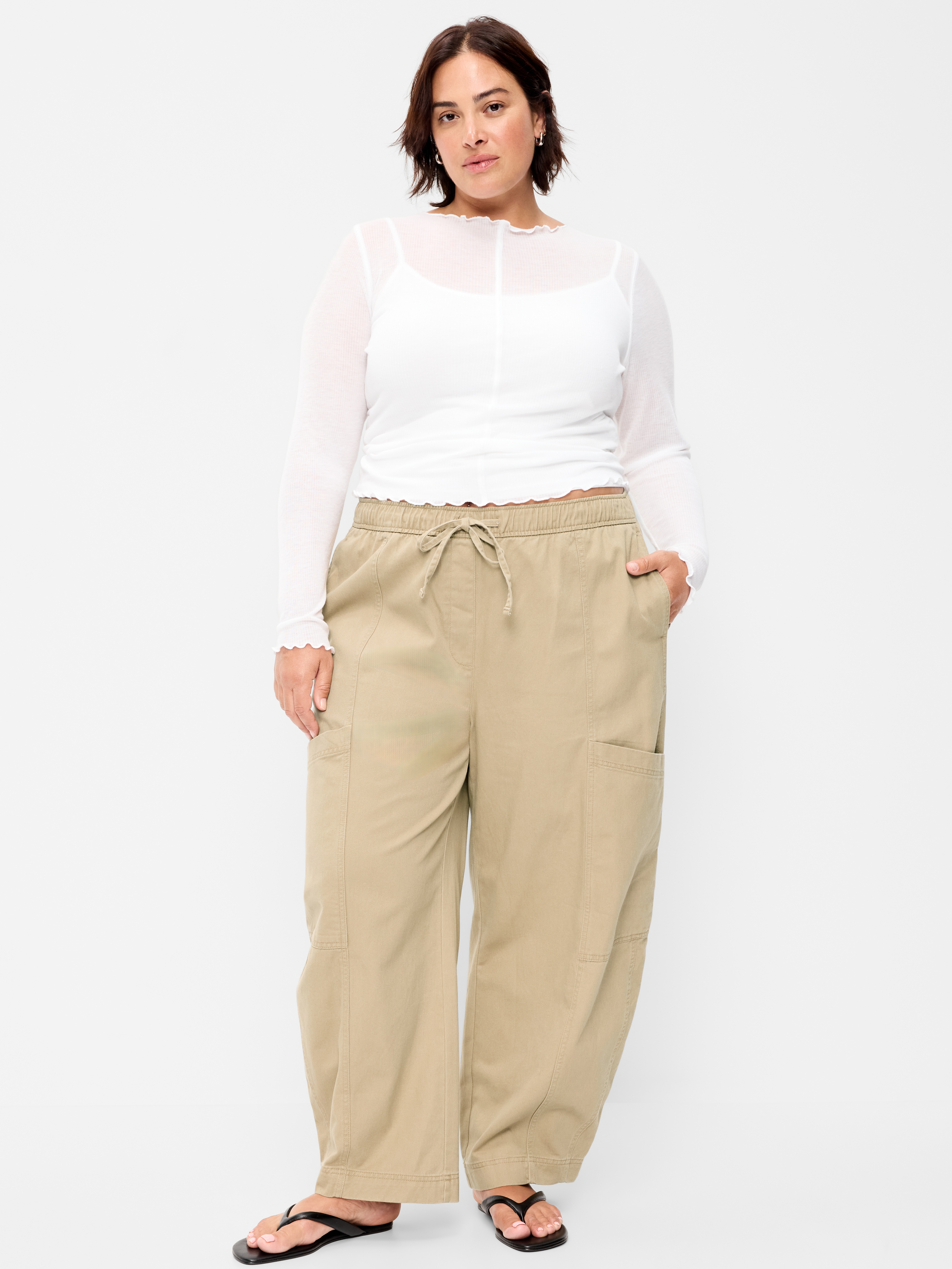 Mid-Rise Barrel-Leg Utility Pants - Teakwood - 7