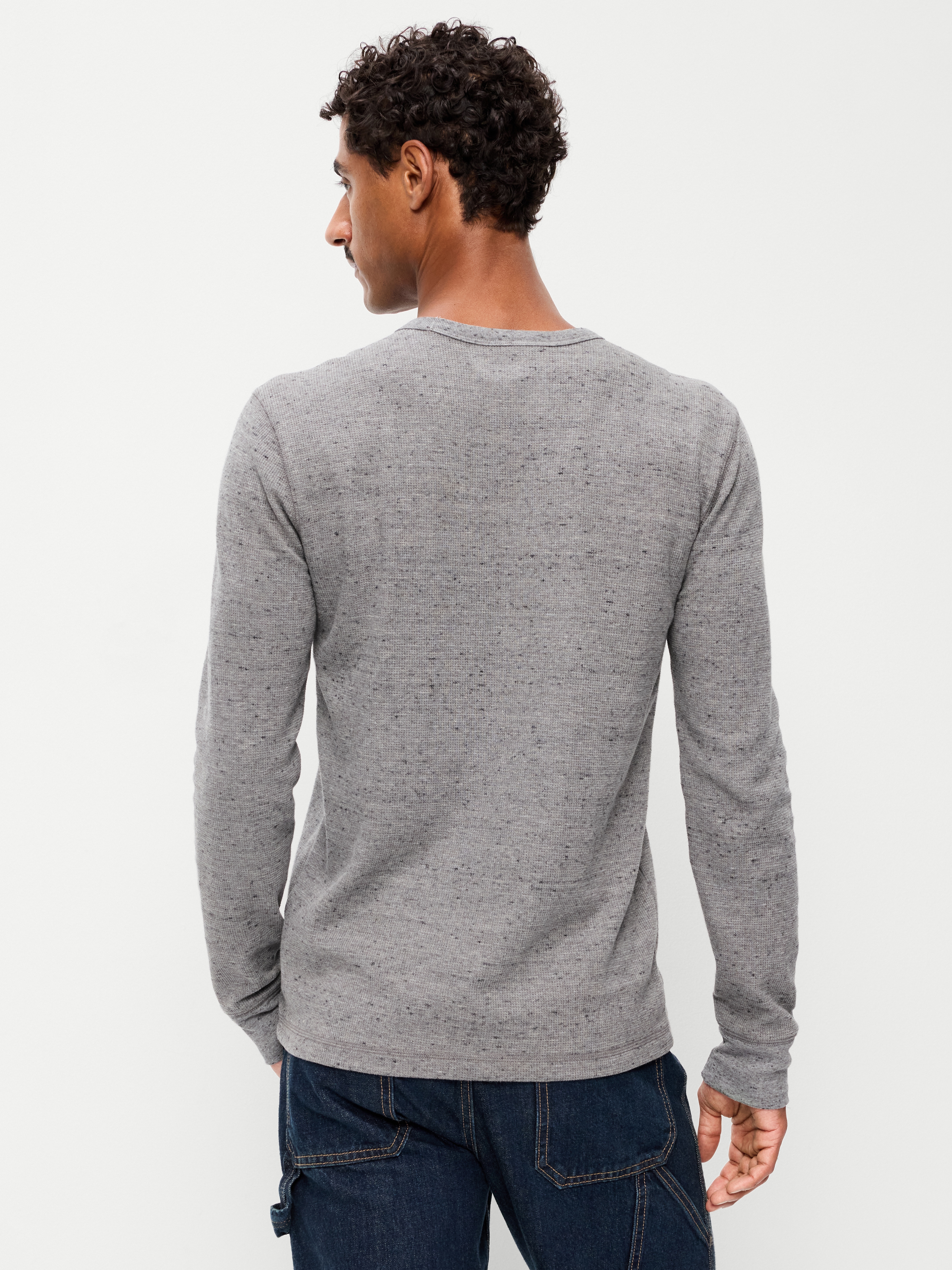 Crew-Neck Waffle T-Shirt - Heather Grey - 2