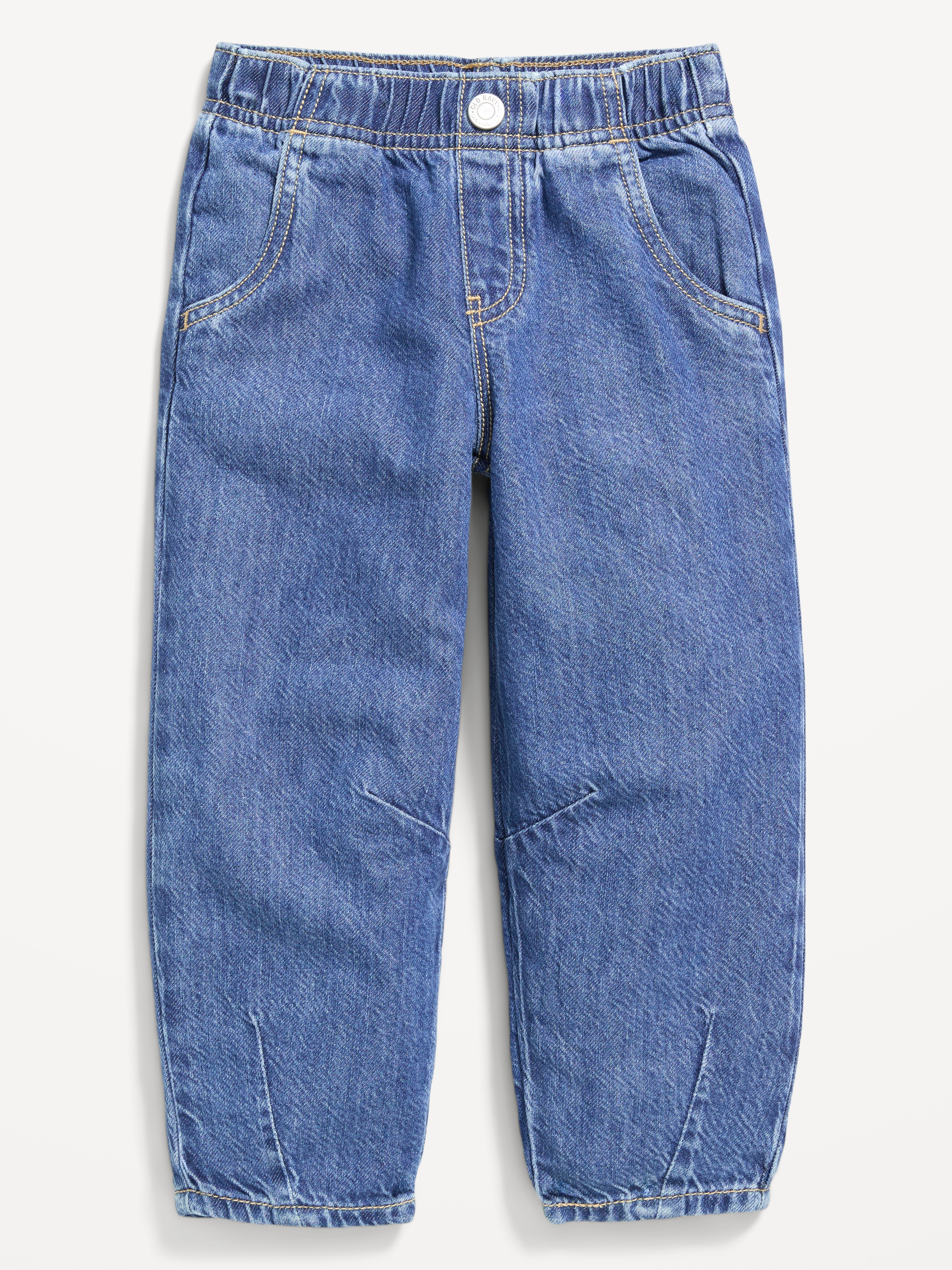 Pull-On Baggy Barrel-Leg Jeans for Toddler Girls - Medium Wash - 3