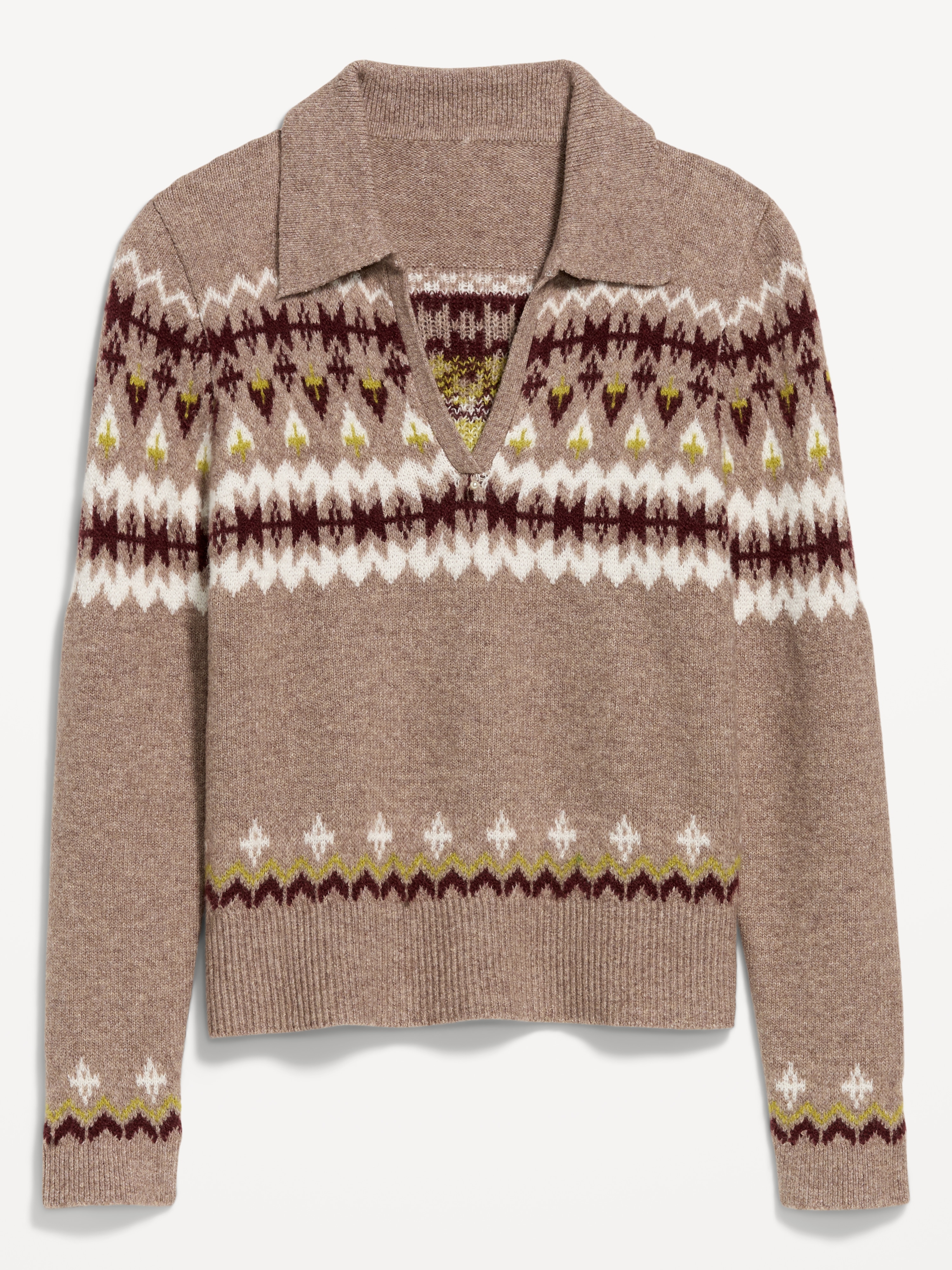 SoSoft Cropped Long-Sleeve Sweater - Neutral Fair Isle - 4