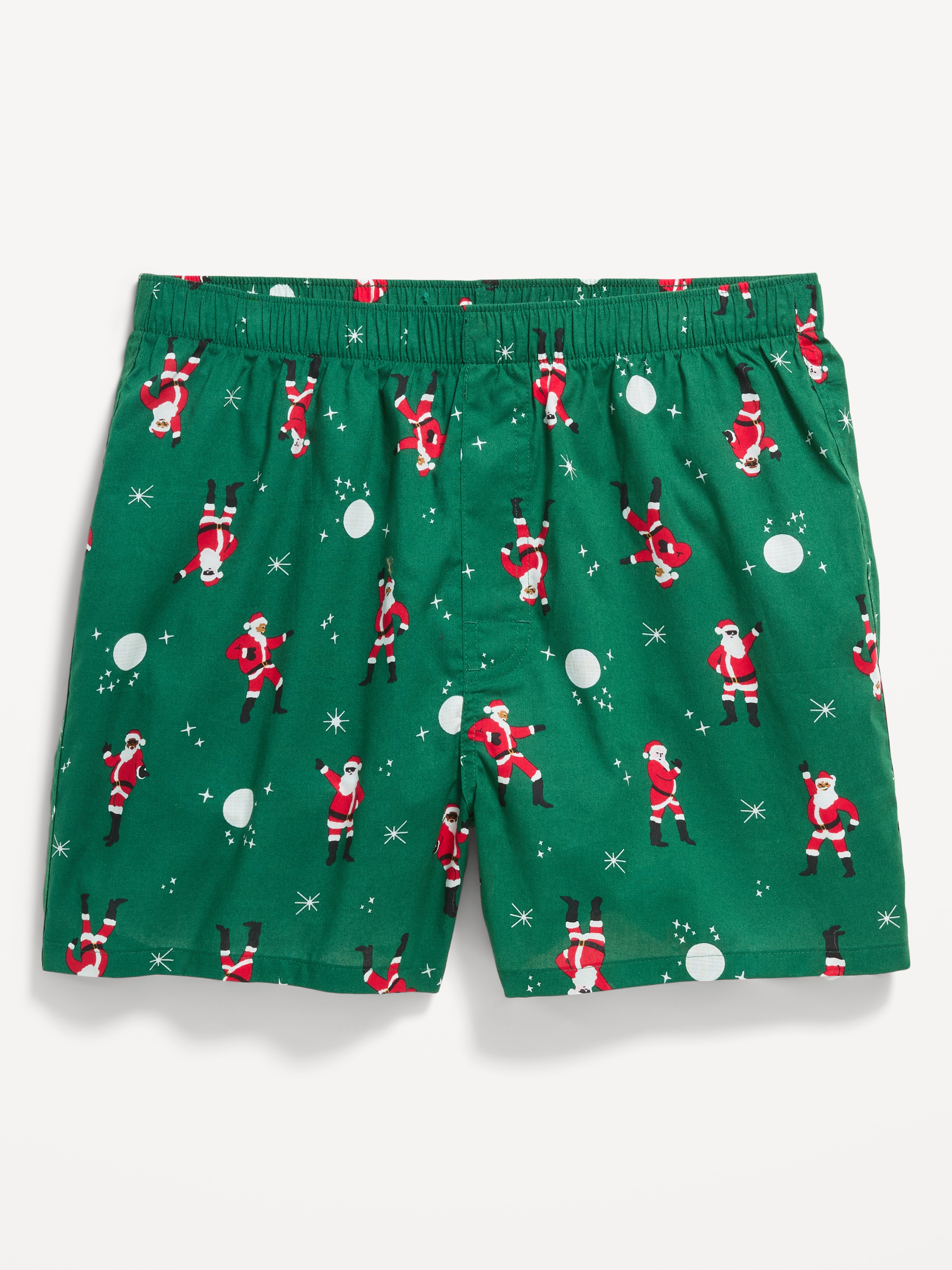 Soft-Washed Boxer Shorts -- 3.75-inch - Green Santa - 1