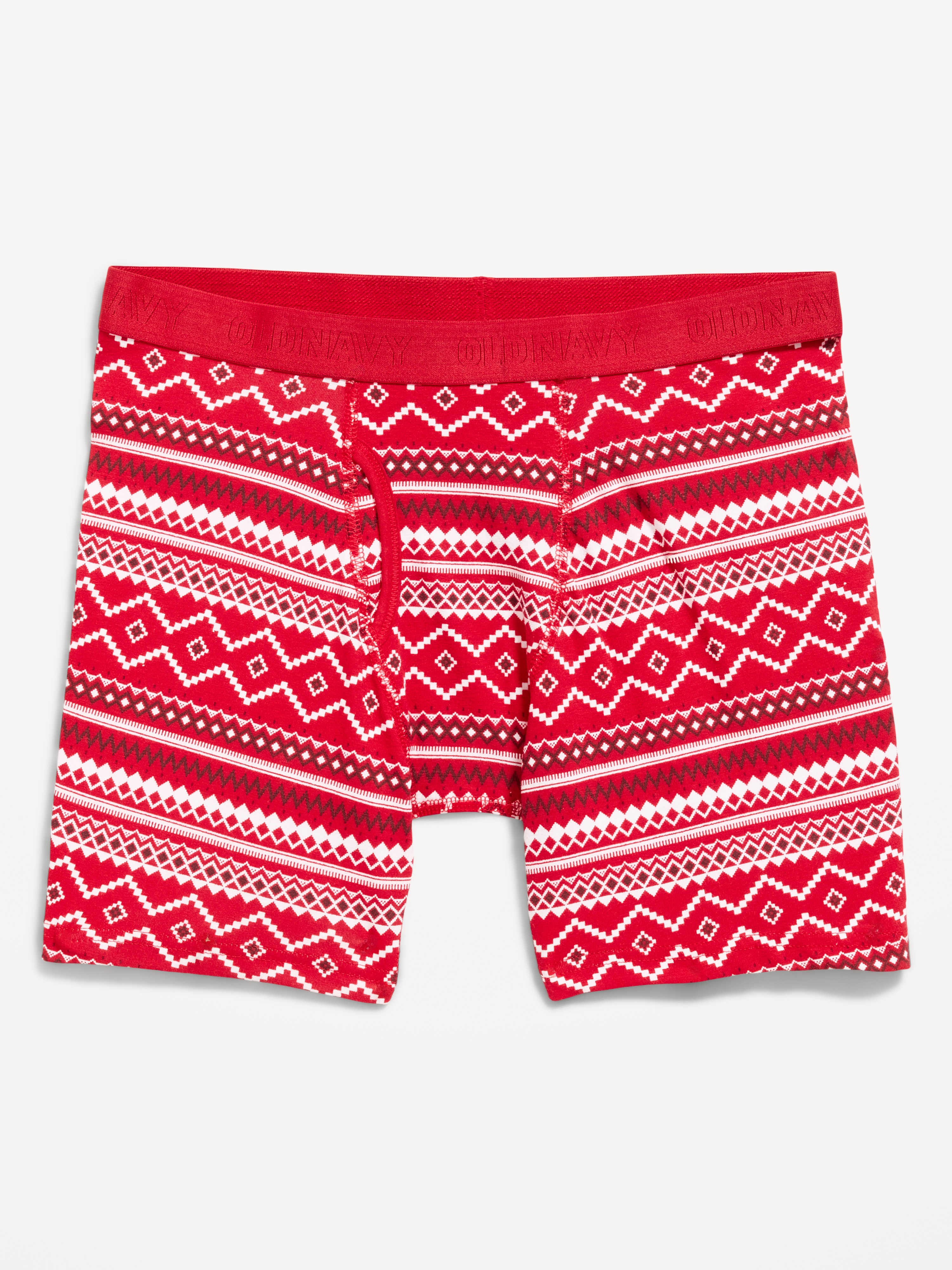 Soft-Washed Boxer Briefs -- 6.25-inch inseam - Red Fair Isle - 1