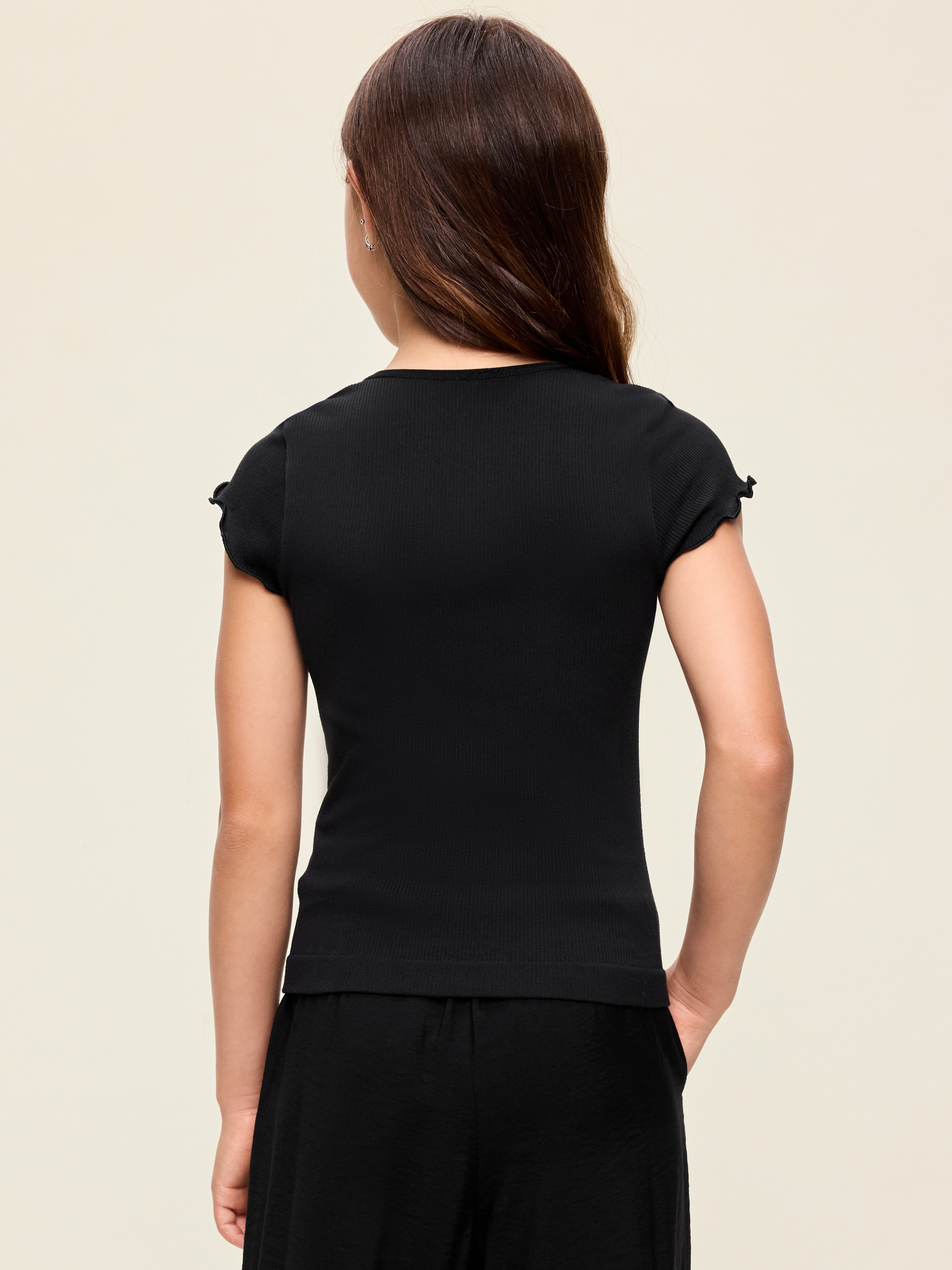 Fitted Seamless Ribbed  Performance Top for Girls - Black Jack - 2