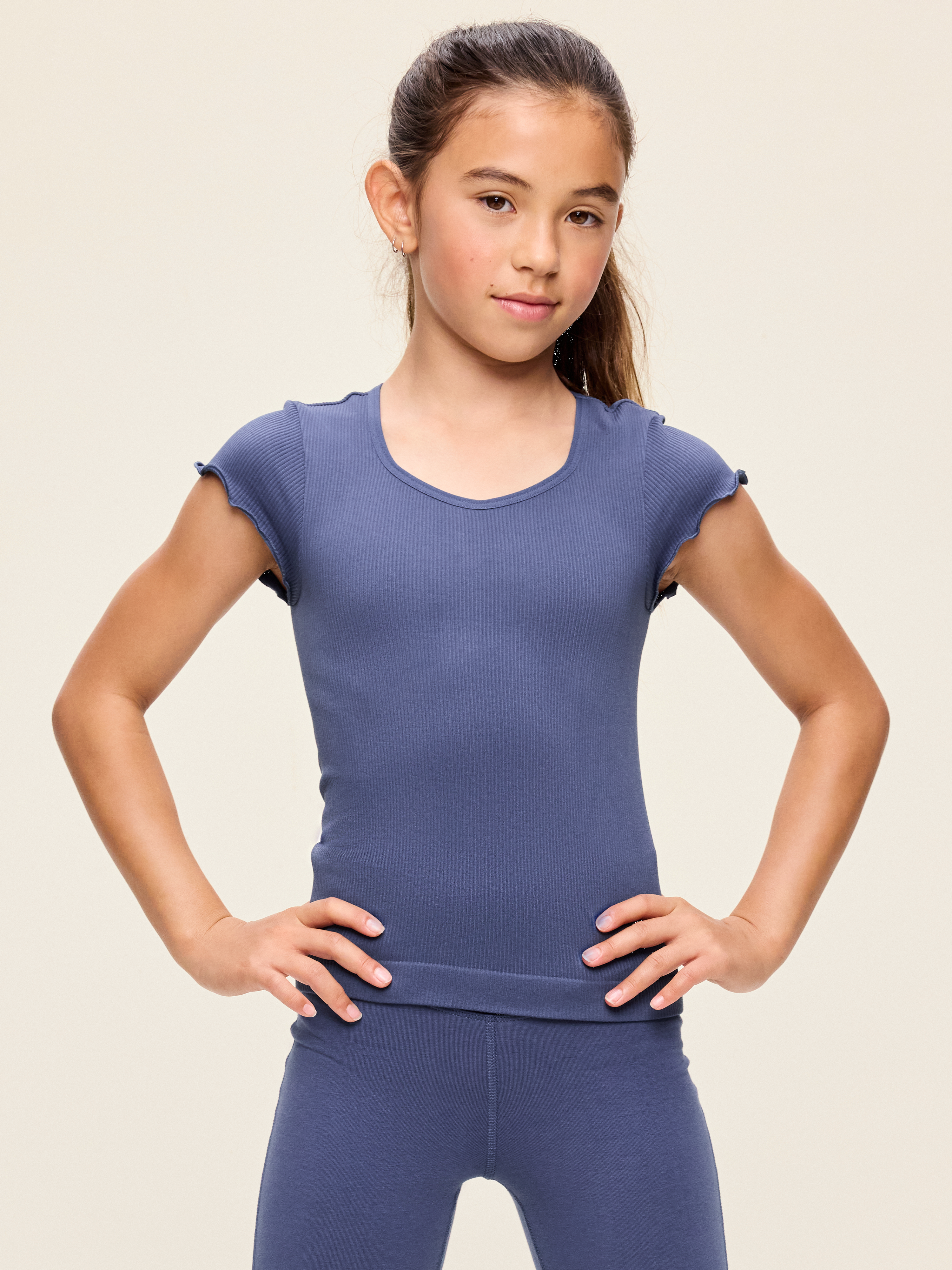 Fitted Seamless Ribbed  Performance Top for Girls - Swept Away - 1