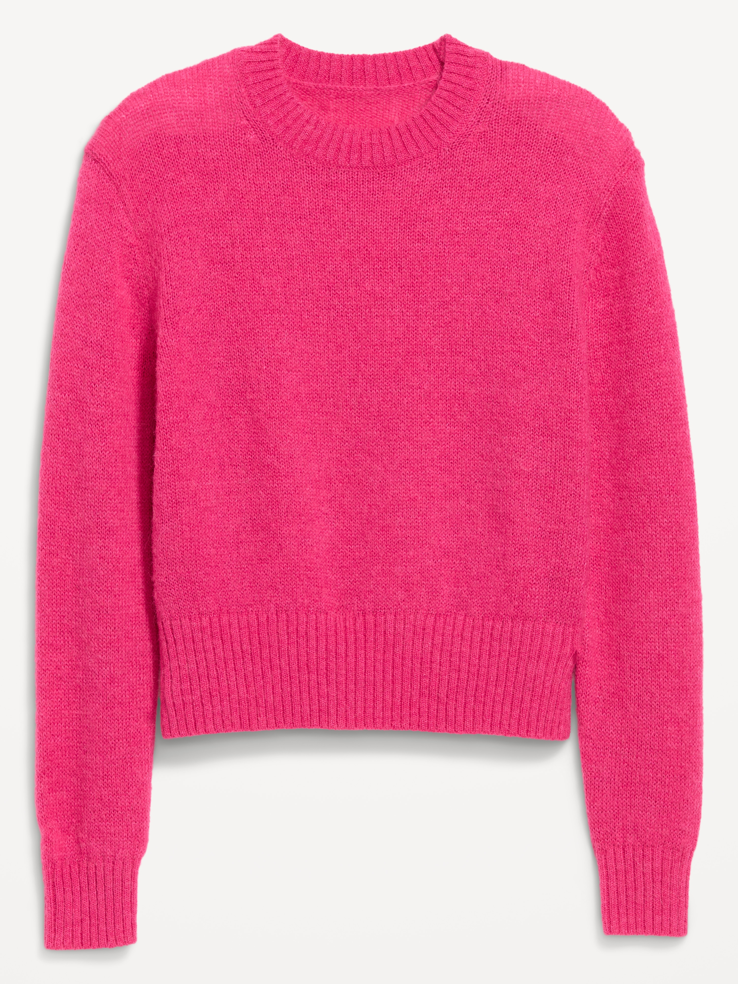 Shrunken Cozy Wool-Blend Crew-Neck Sweater - For Our Fuchsia - 4