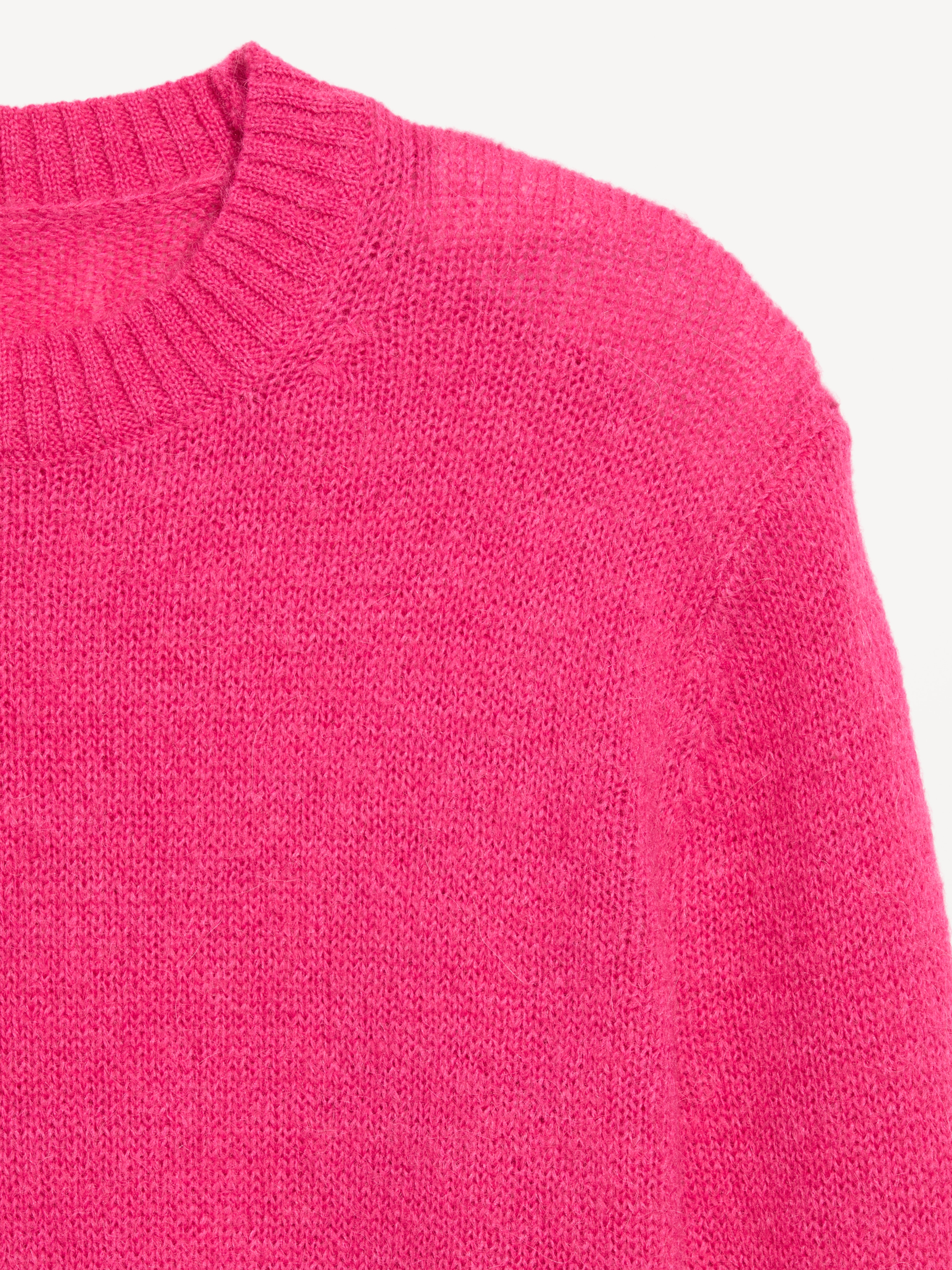 Shrunken Cozy Wool-Blend Crew-Neck Sweater - For Our Fuchsia - 5