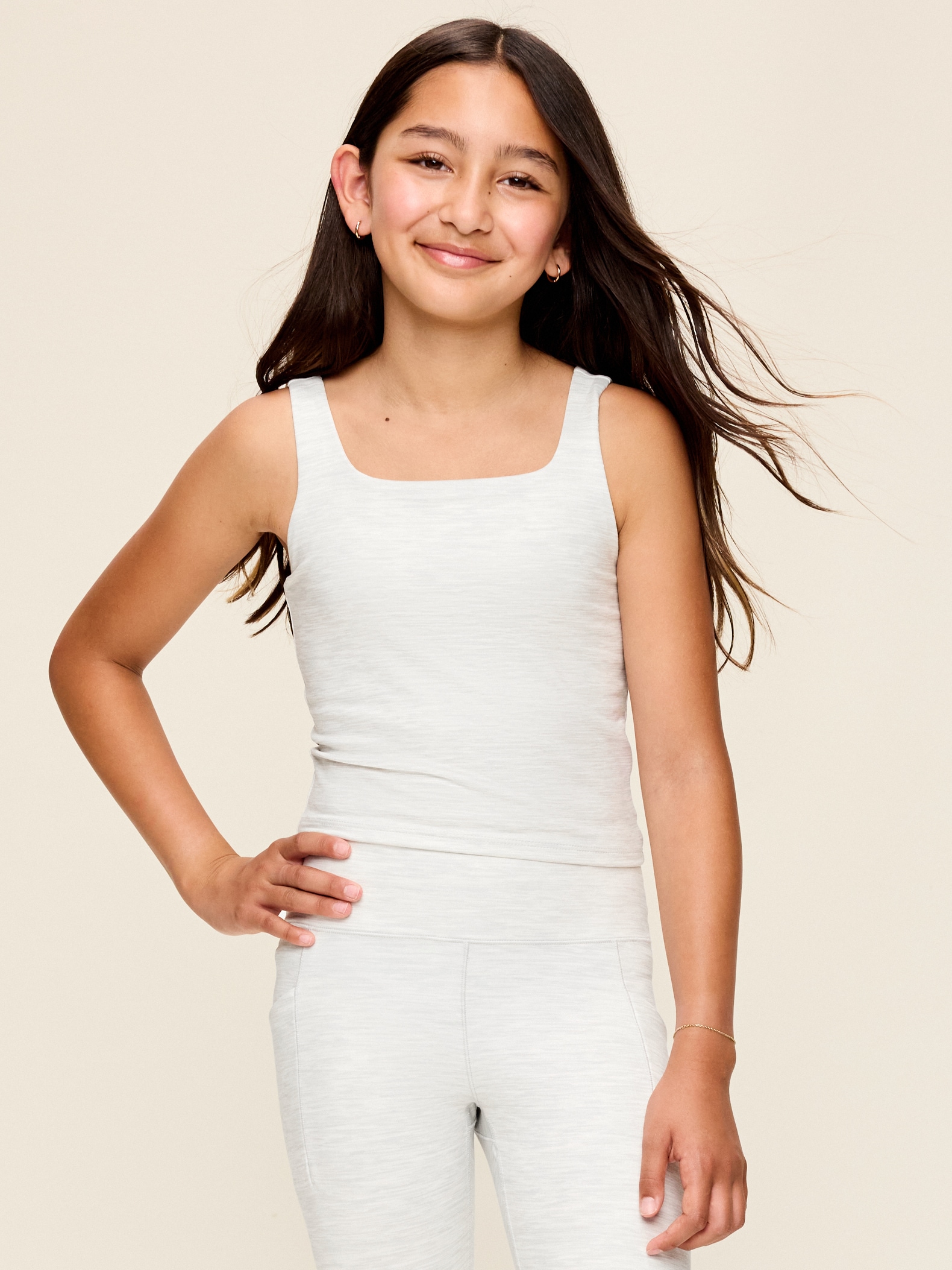 StudioSmooth Longline Sports Bra for Girls - Gray Print - 1