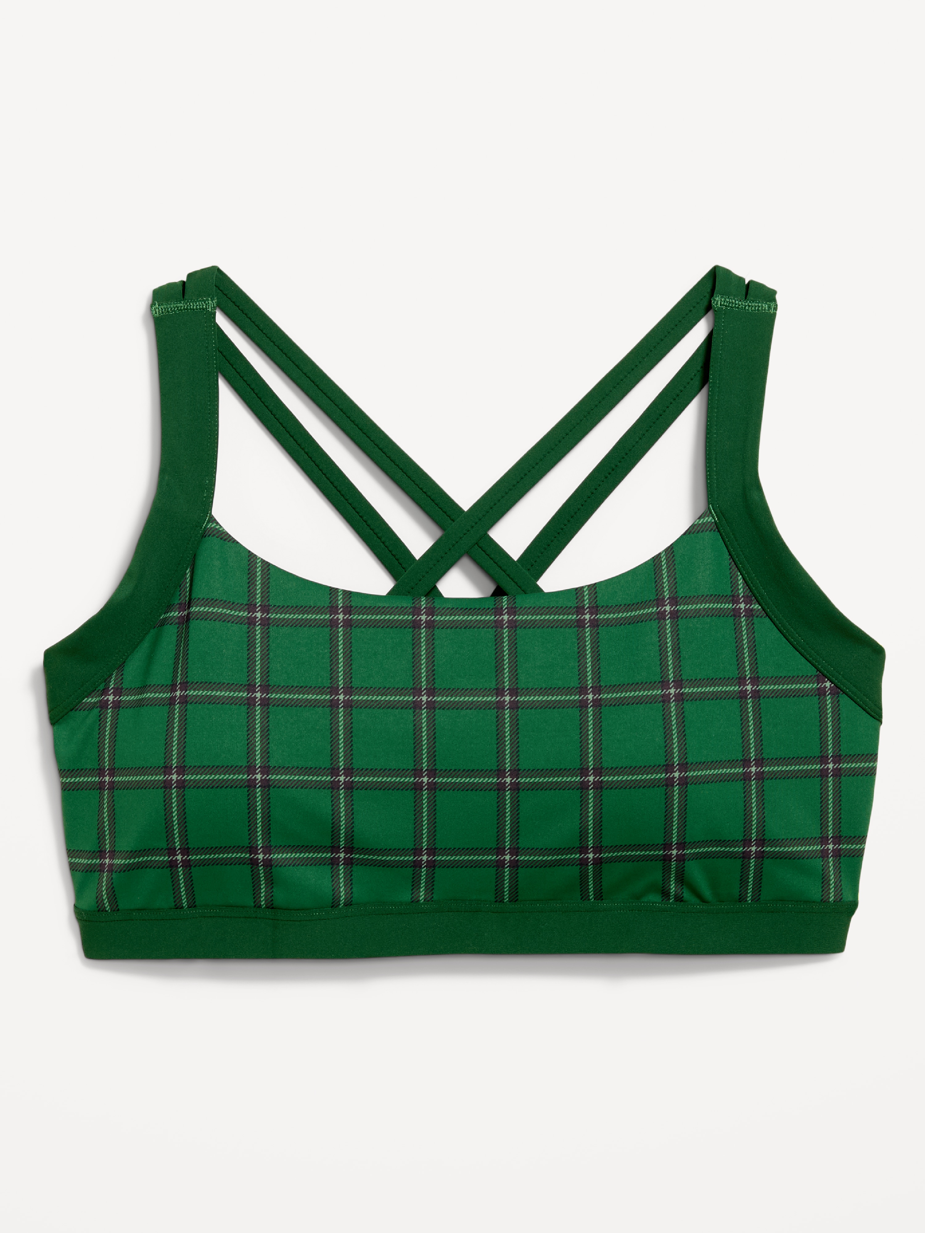 Medium Support PowerSoft Sports Bra - Green Plaid - 4