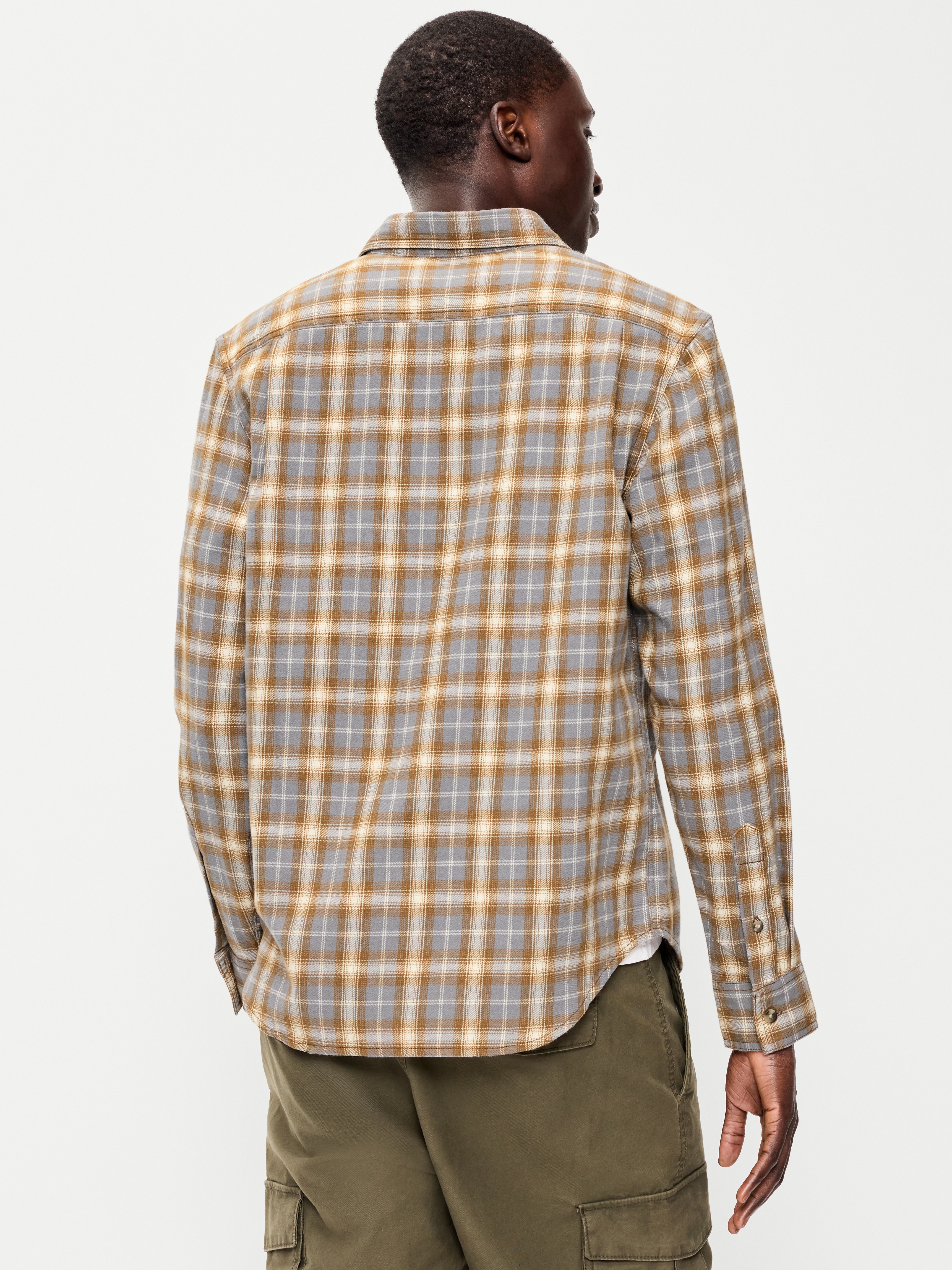 Relaxed Long-Sleeve Flannel Pocket Shirt - Grayscale - 2