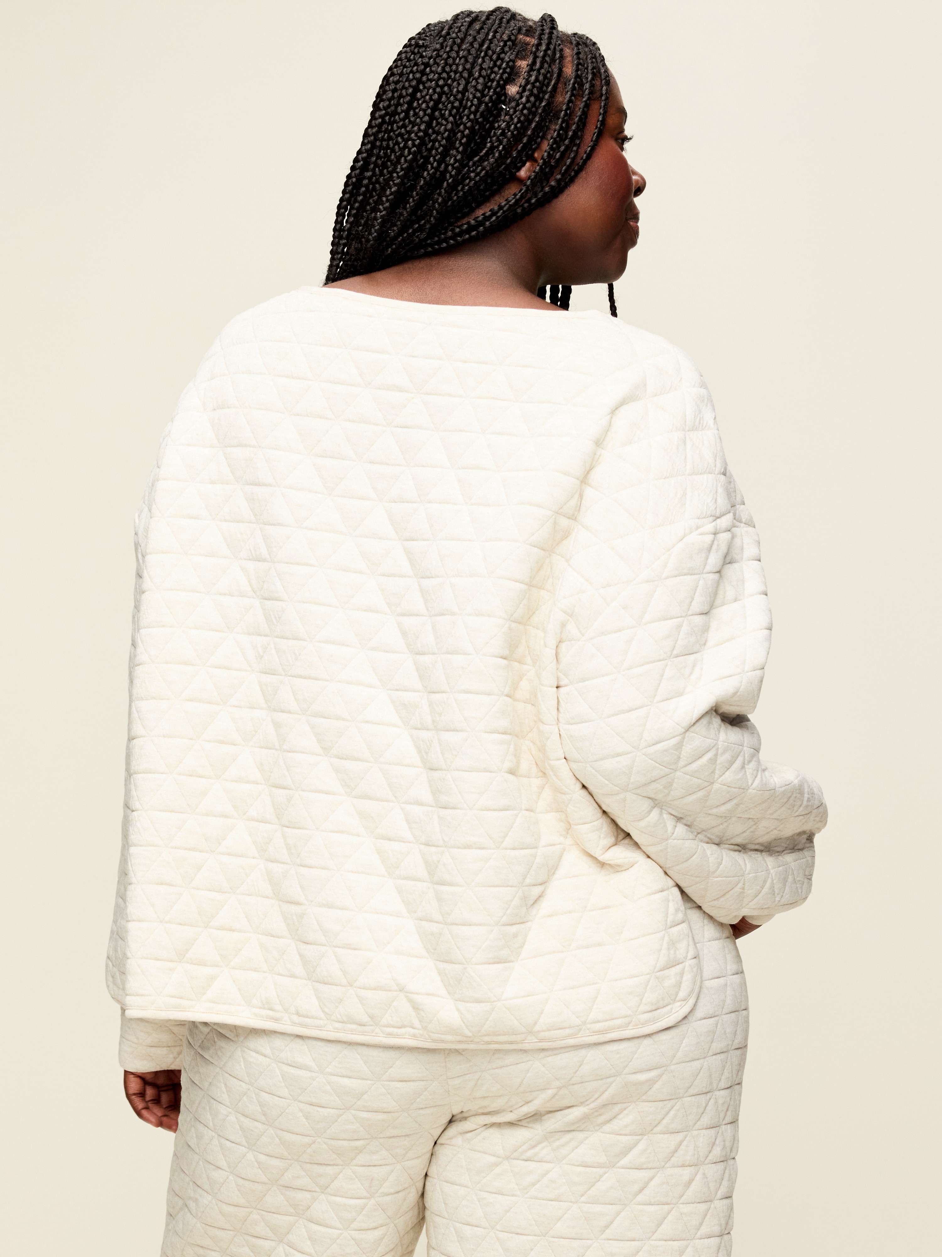 Quilted Bounce Fleece Boatneck Sweatshirt - Oatmeal Heather - 8
