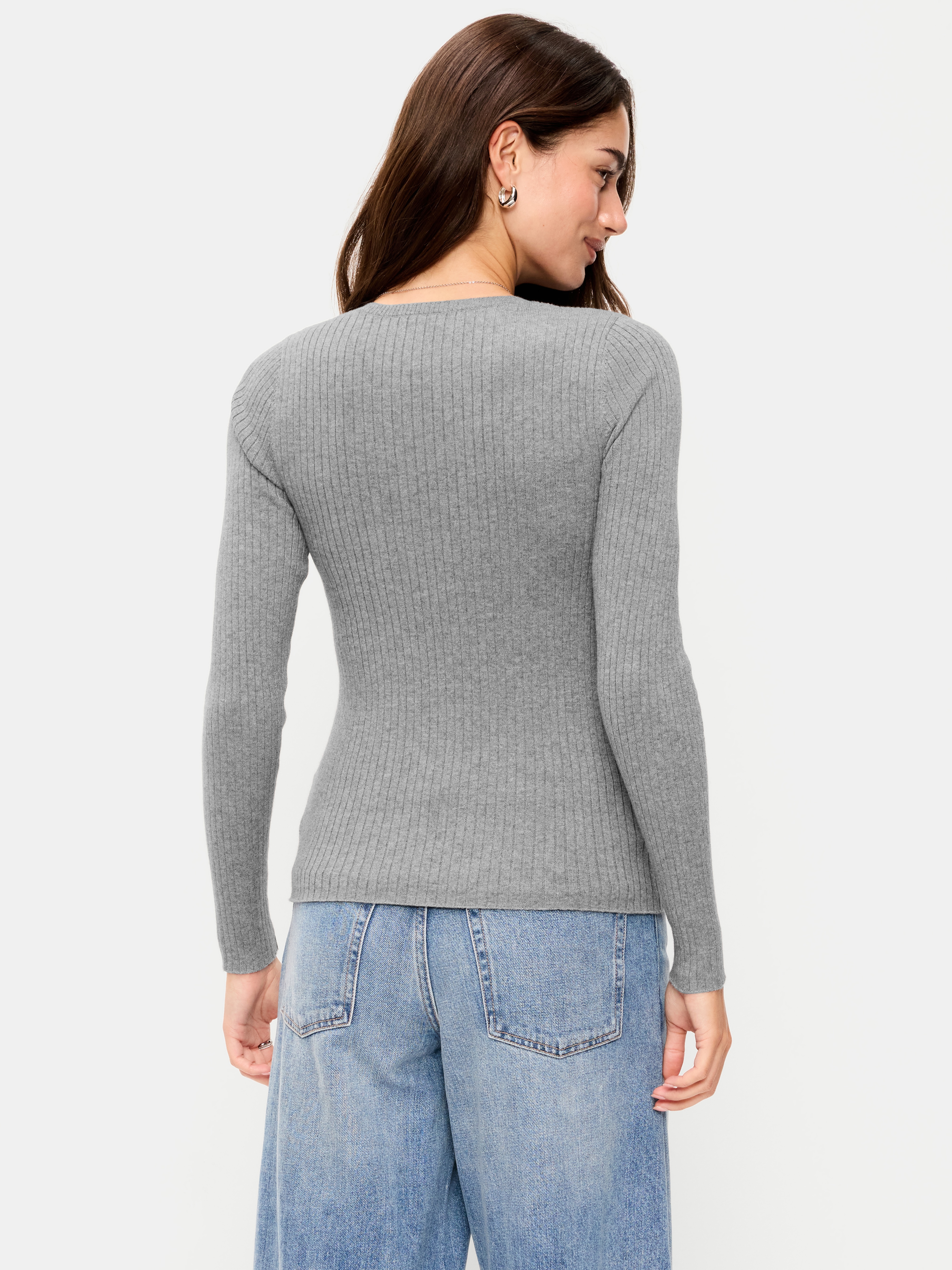 SoSoft Lite Crew-Neck Long-Sleeve Ribbed Sweater - Medium Charcoal Gray - 2