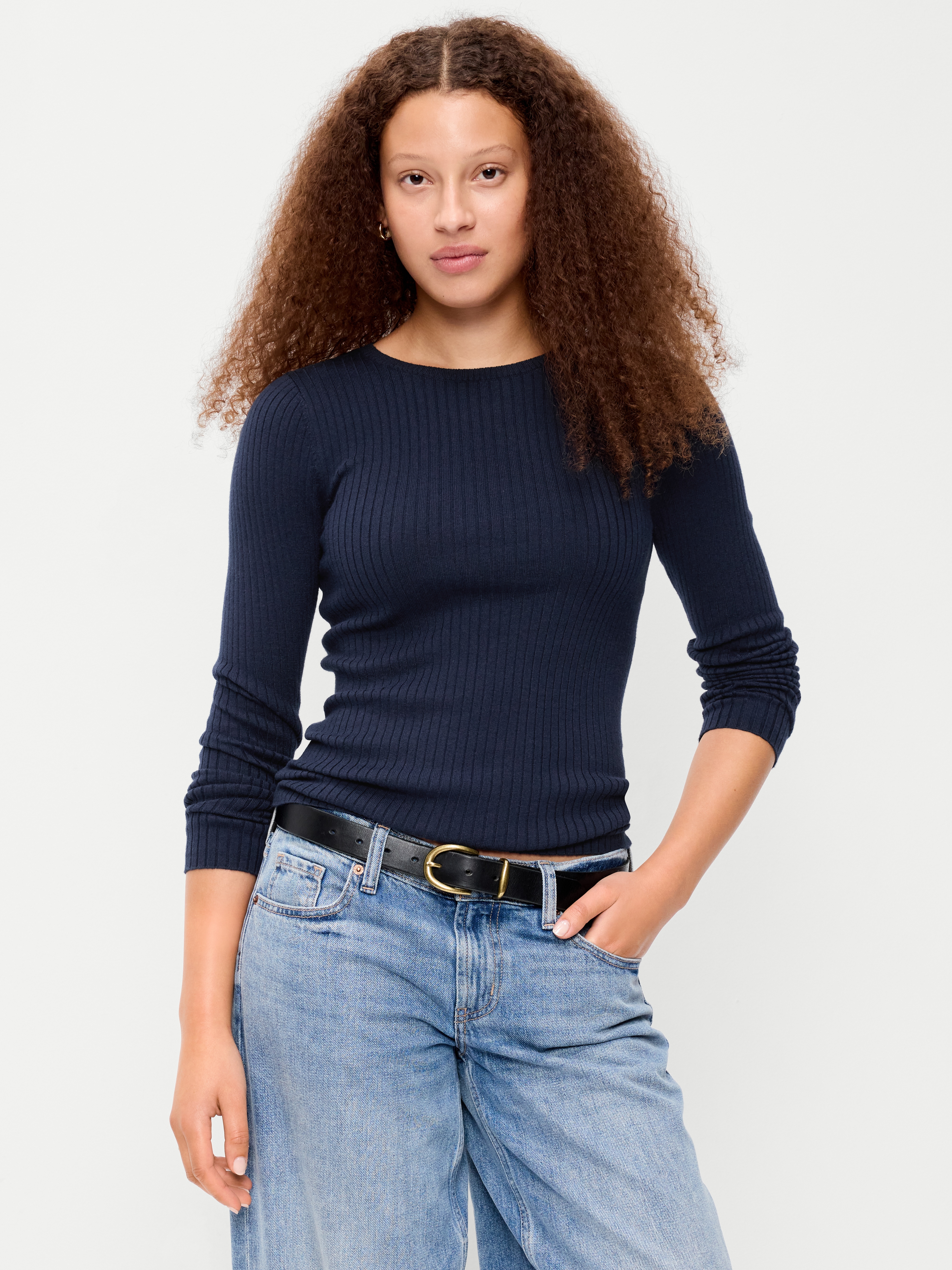 SoSoft Lite Crew-Neck Long-Sleeve Ribbed Sweater - In the Navy - 1