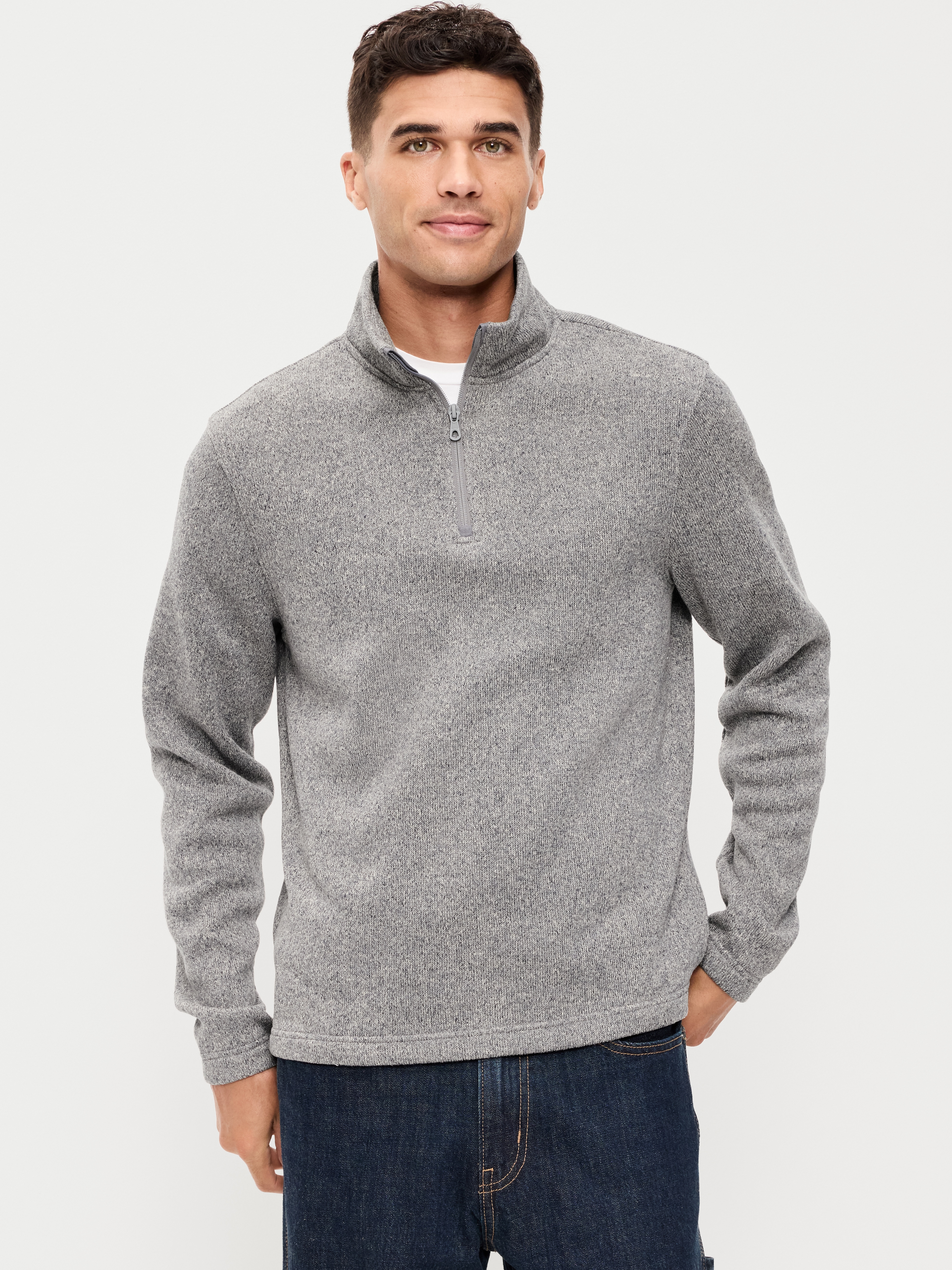 Sweater Fleece Quarter-Zip - Heather Grey - 1