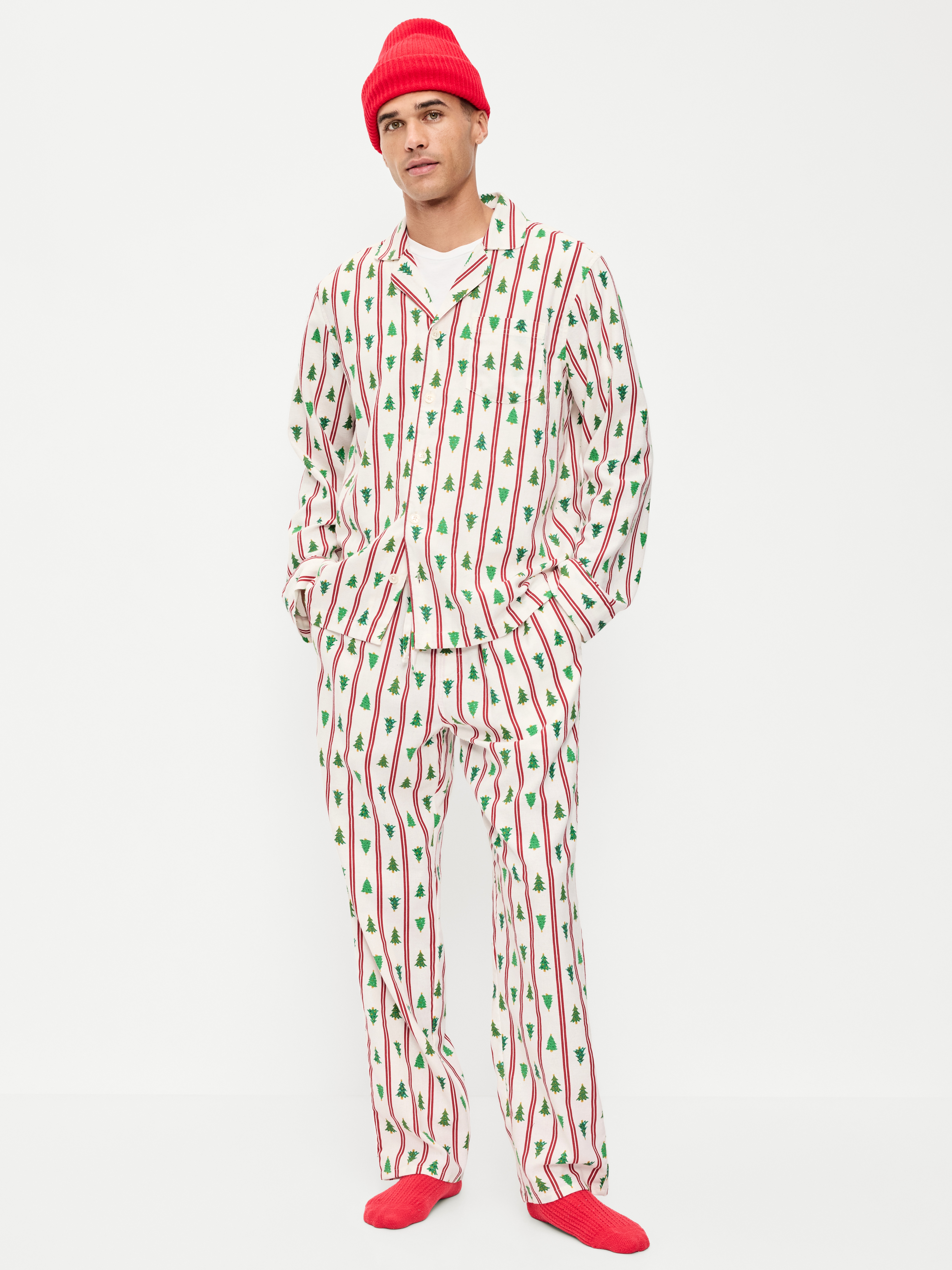 Flannel Pajama Pant Set for Men - Tree Stripes (Match the Fam!) - 1
