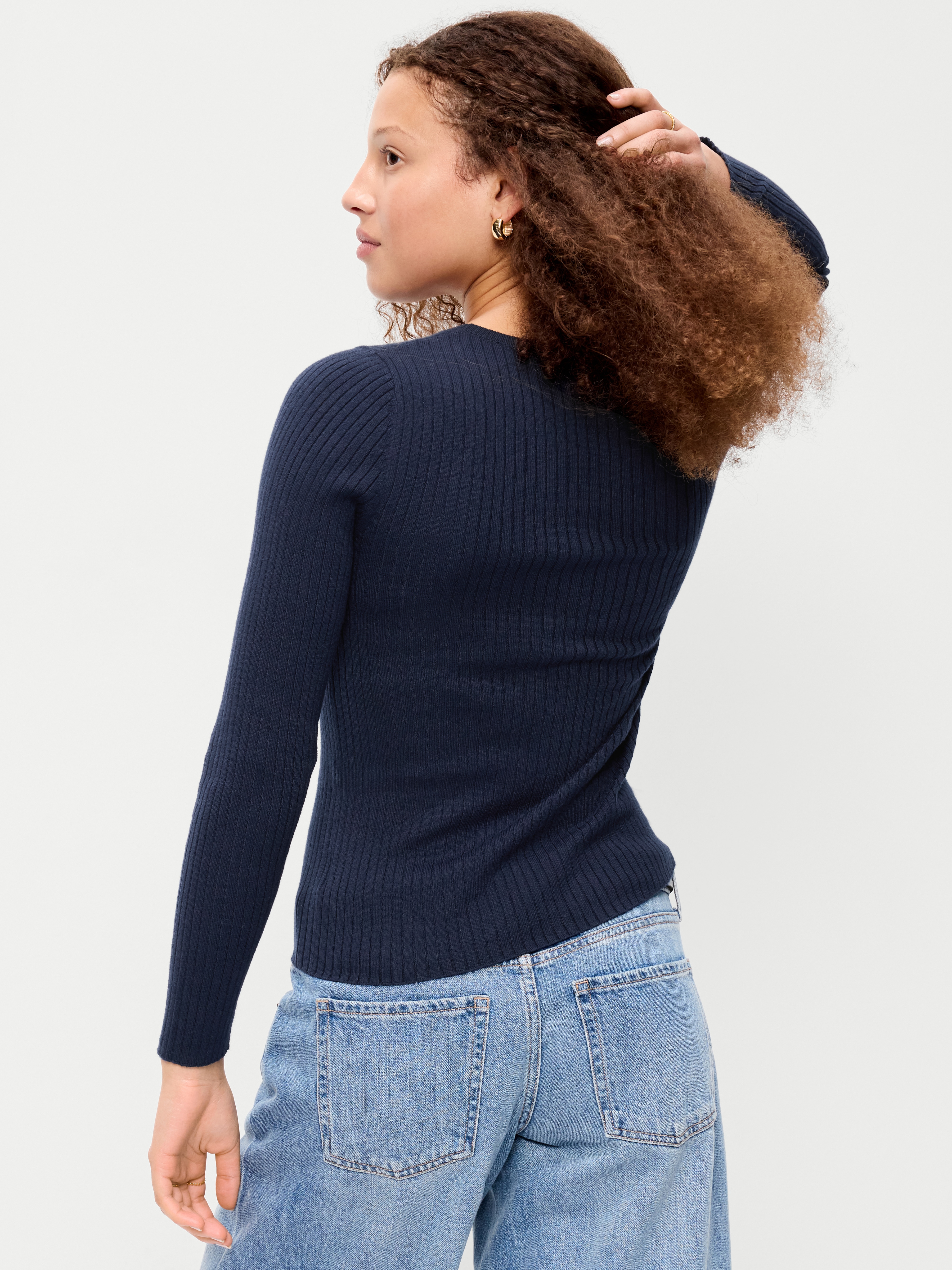 SoSoft Lite Crew-Neck Long-Sleeve Ribbed Sweater - In the Navy - 2