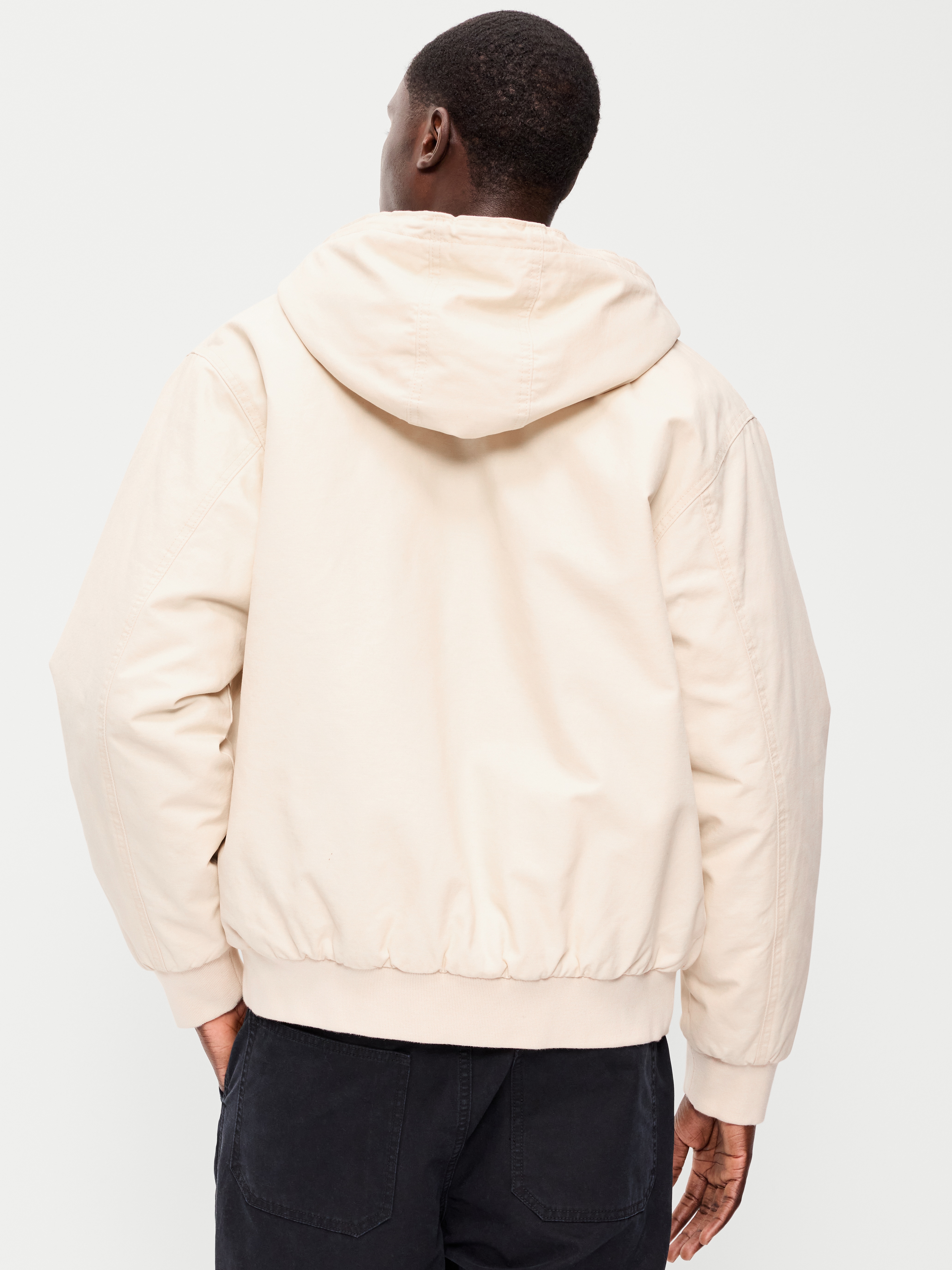 Oversized Zip Canvas Hoodie - Howlite - 2
