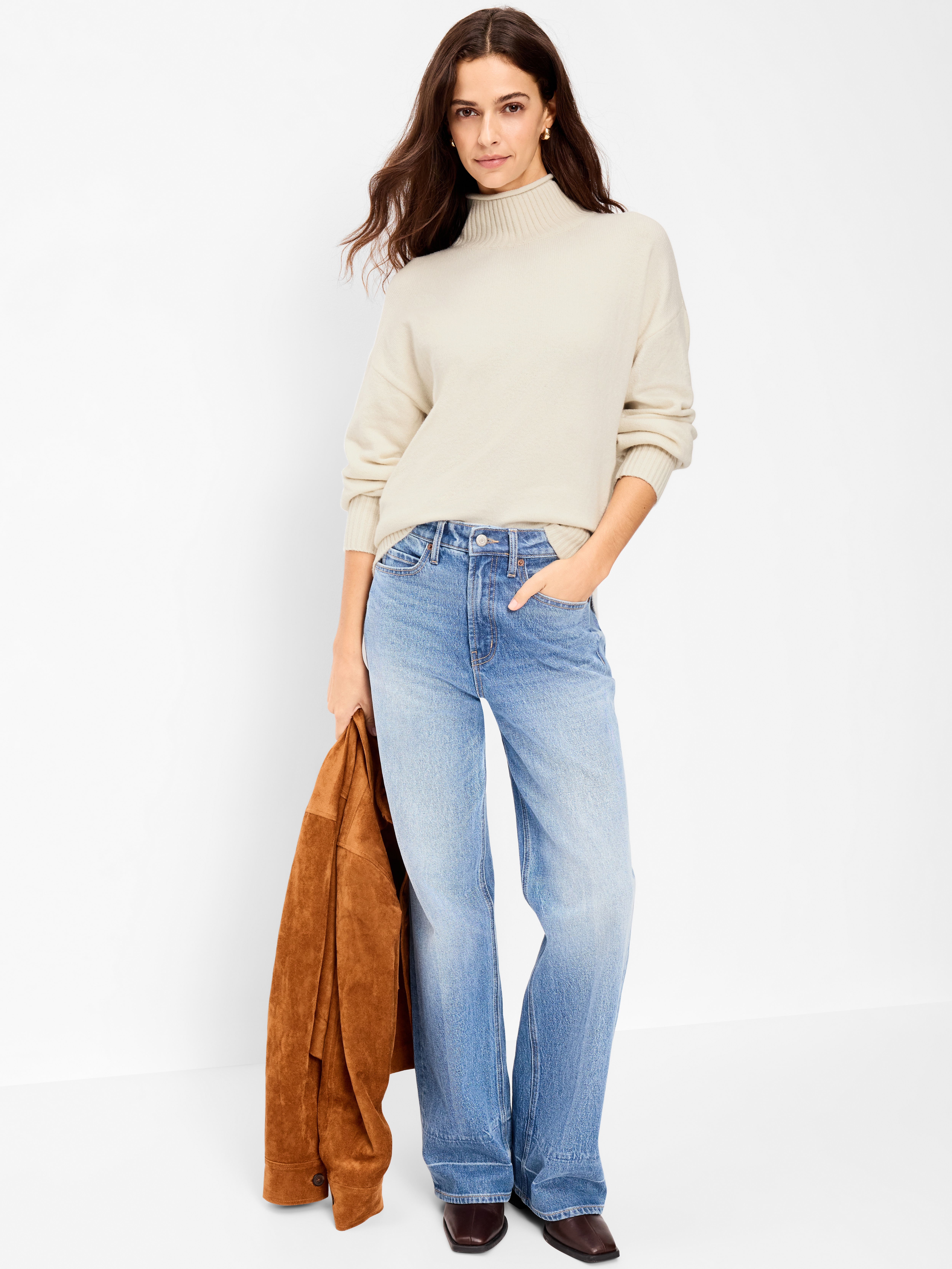 SoSoft Turtleneck Tunic Sweater - Wish Bone - 3