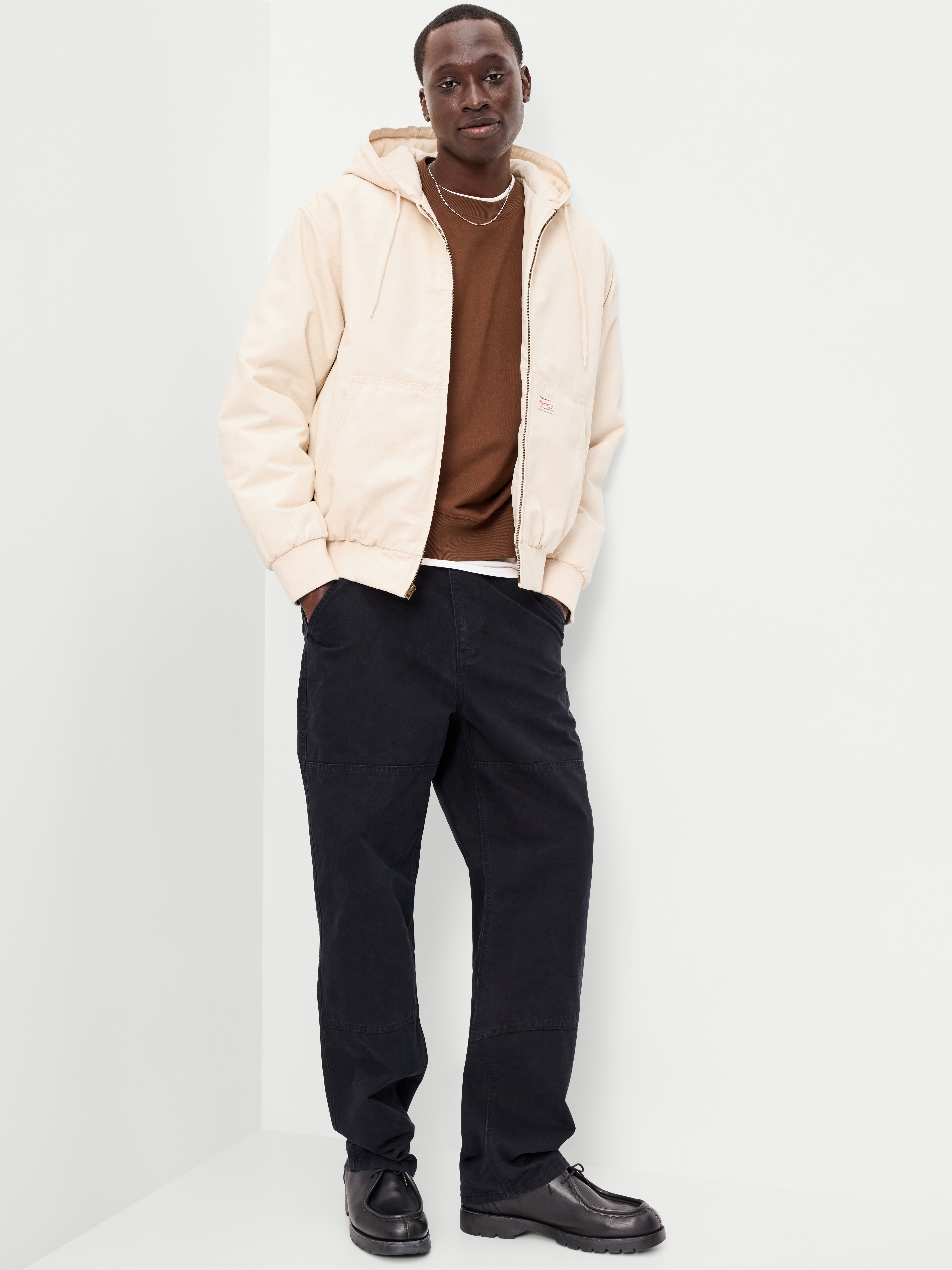 Oversized Zip Canvas Hoodie - Howlite - 3