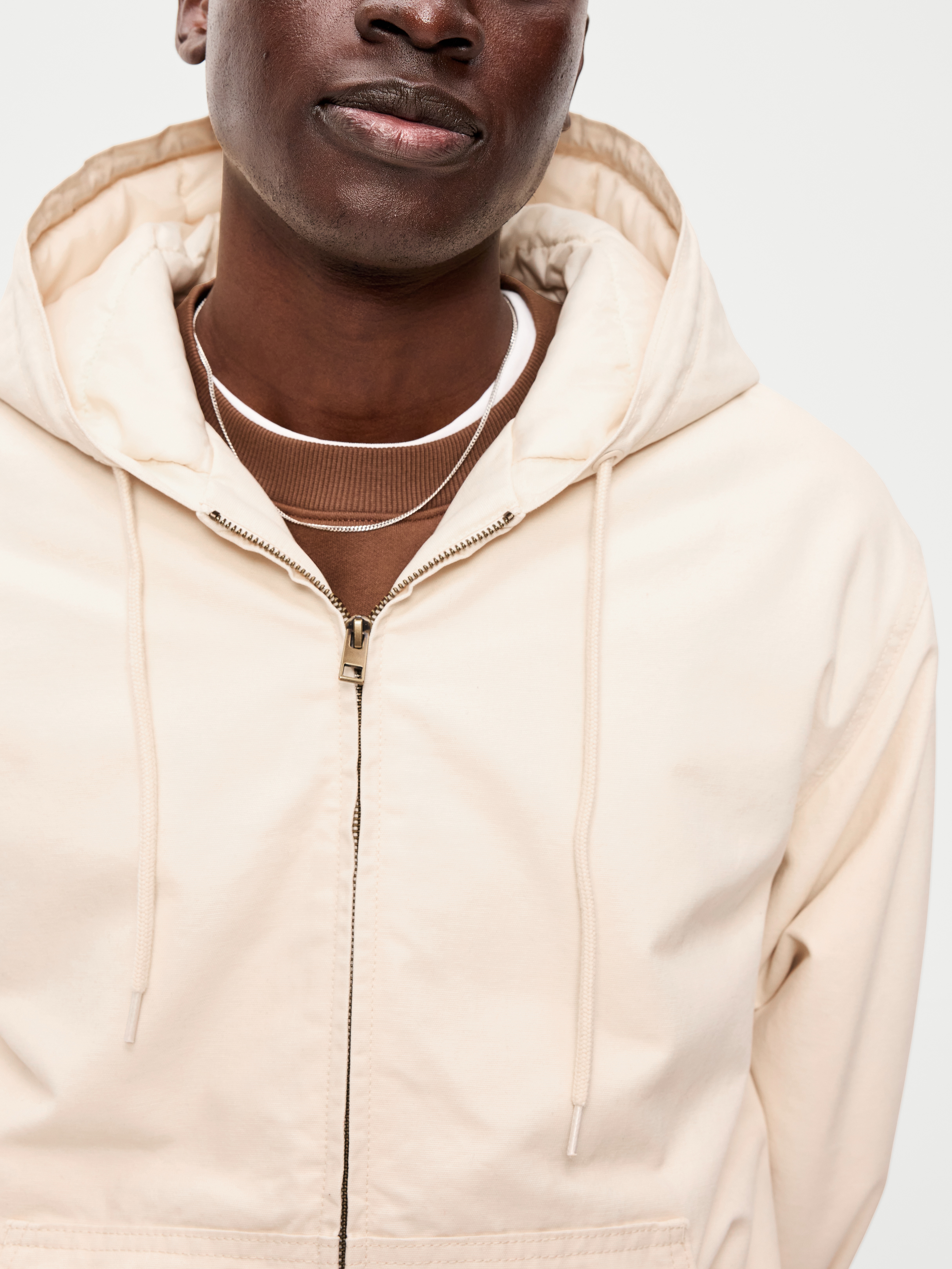 Oversized Zip Canvas Hoodie - Howlite - 4