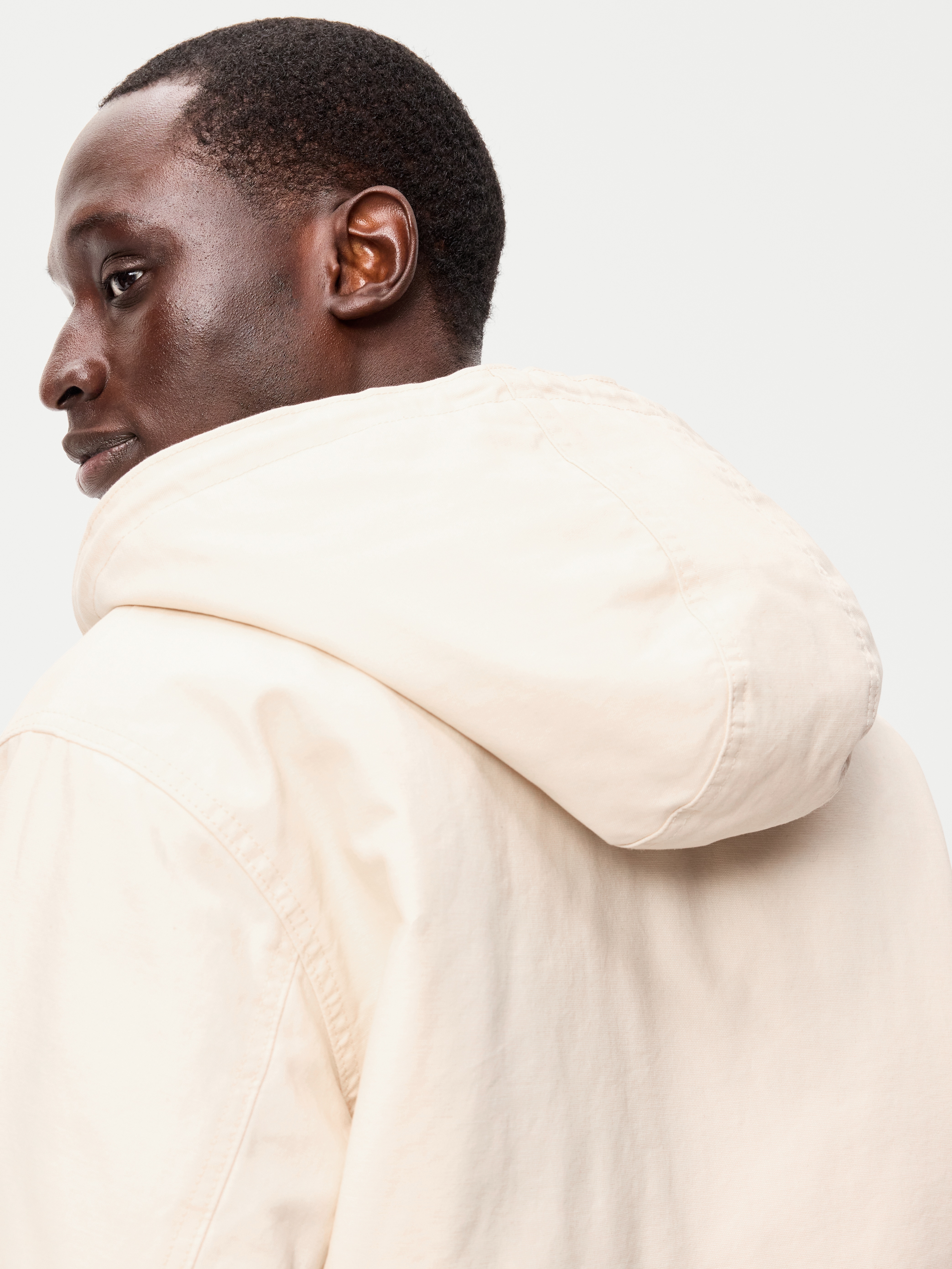 Oversized Zip Canvas Hoodie - Howlite - 6