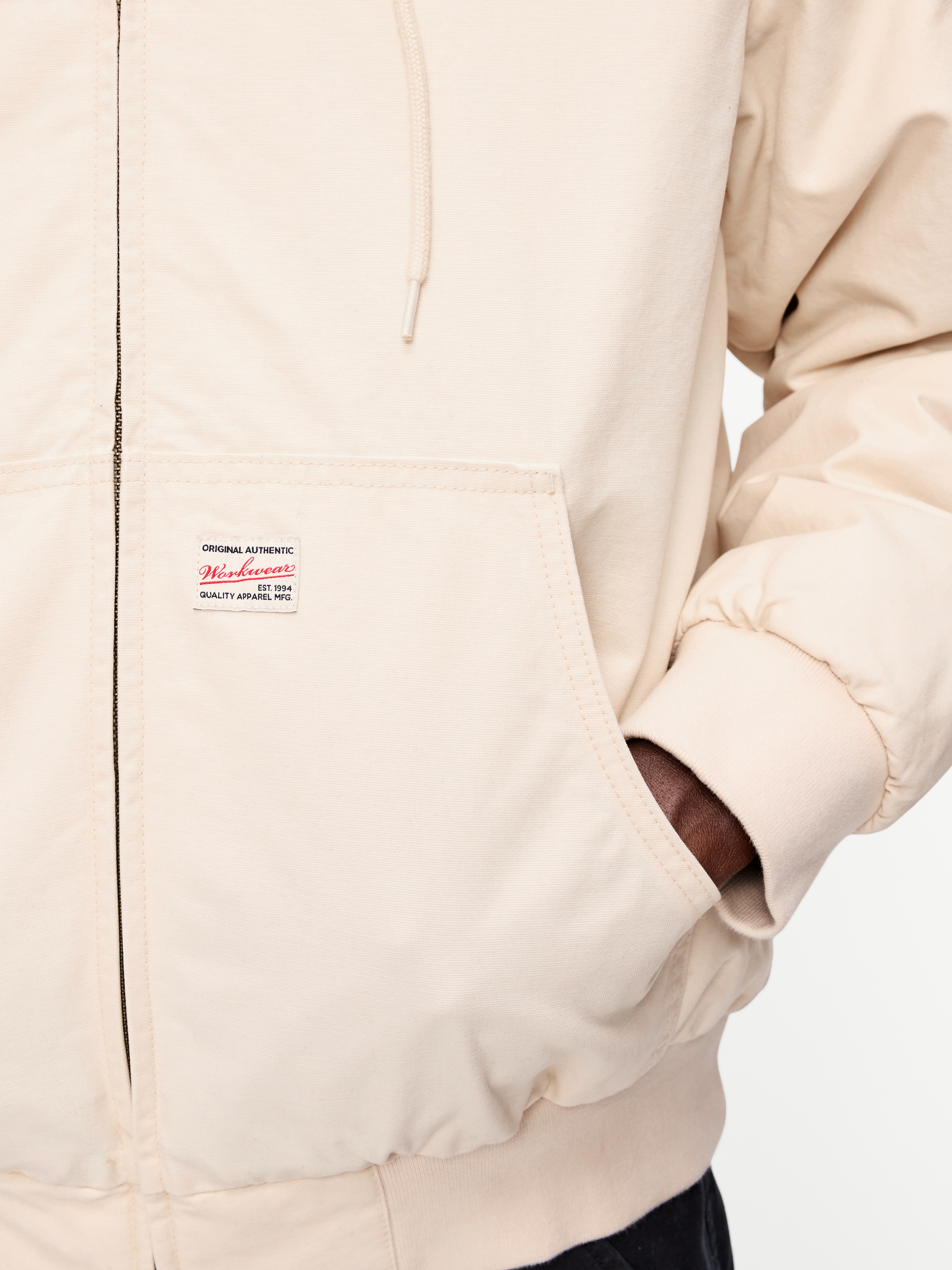 Oversized Zip Canvas Hoodie - Howlite - 5