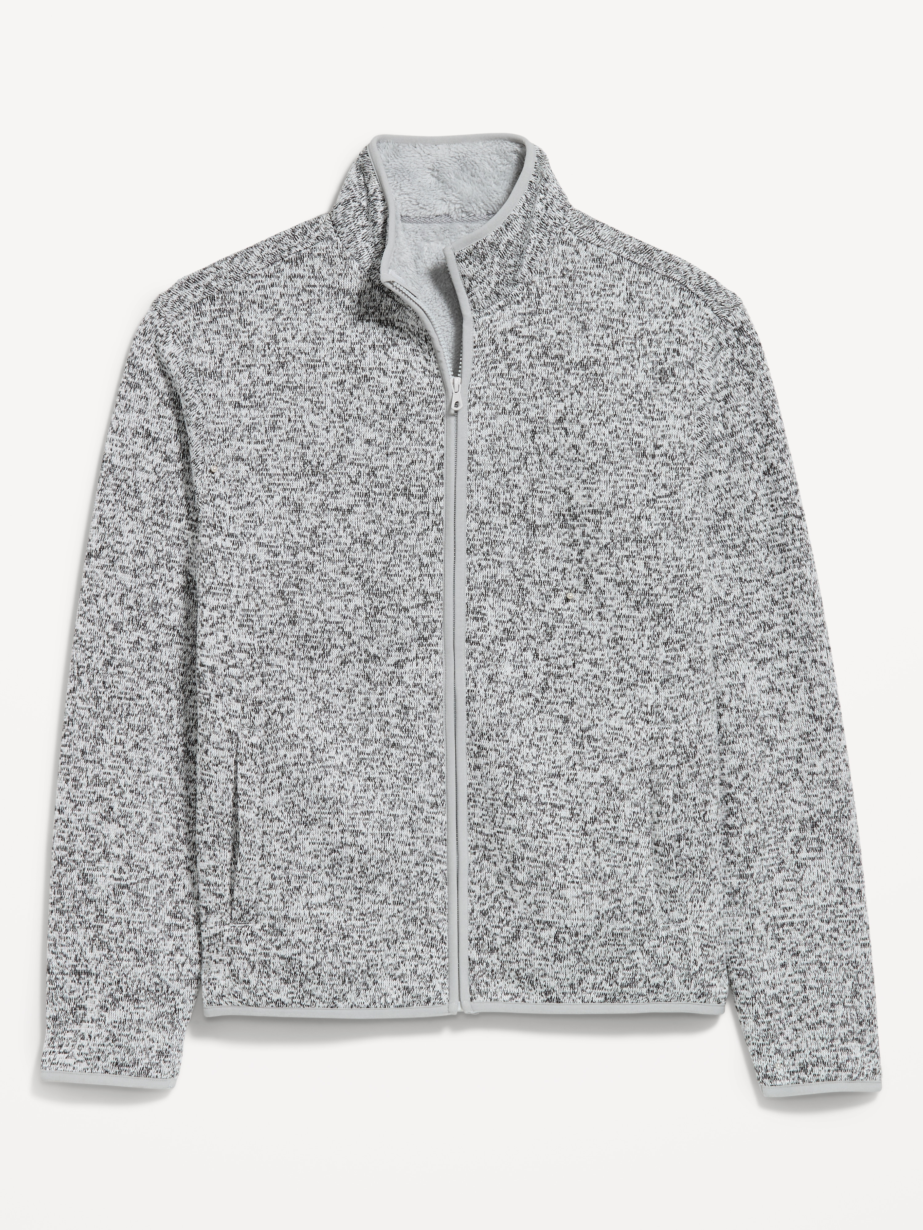 Sweater Fleece Sherpa-Lined Full-Zip Jacket - Gray Marl - 4