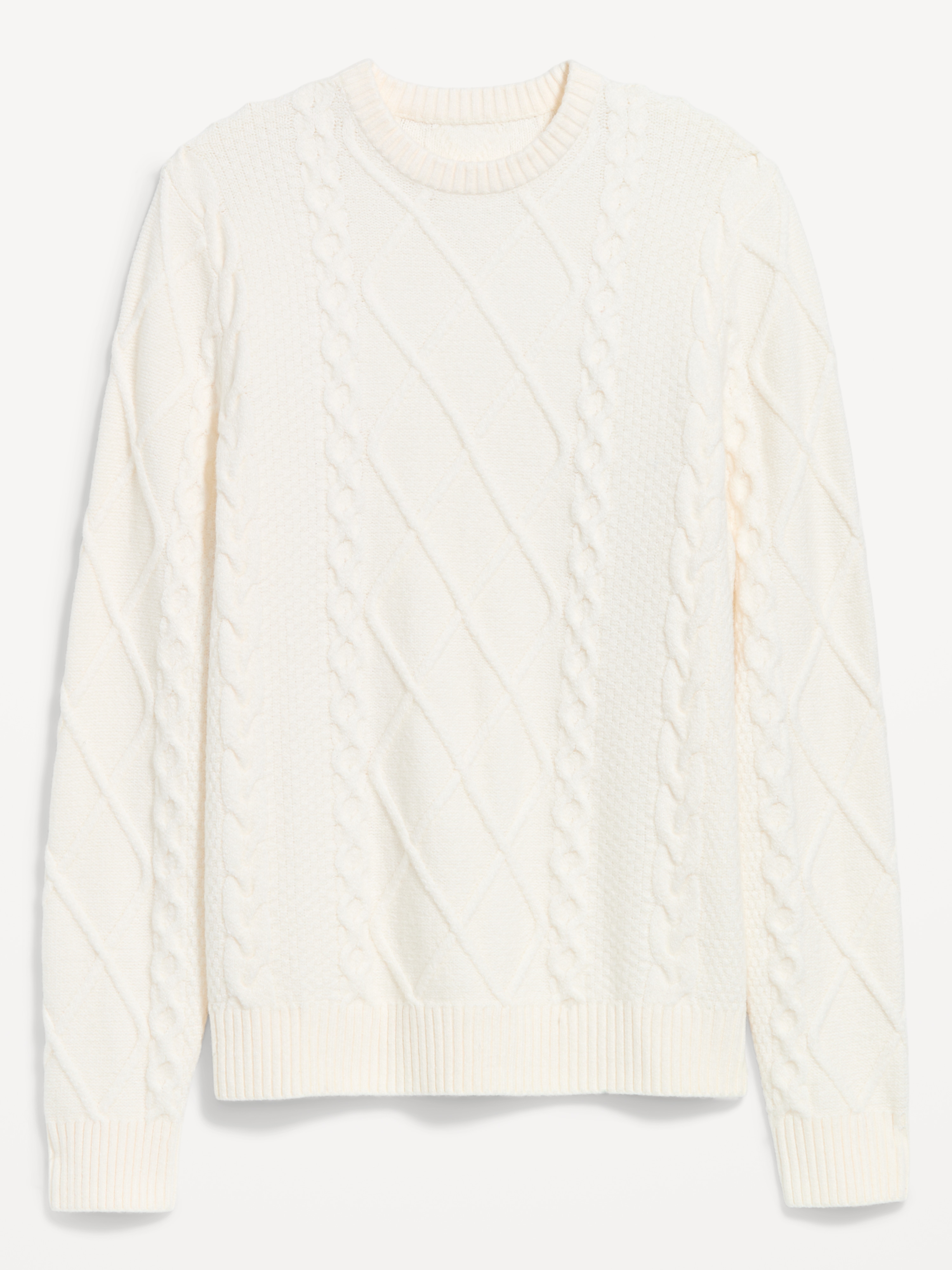 Cable-Knit Crew-Neck Sweater - Creme De La Creme - 4