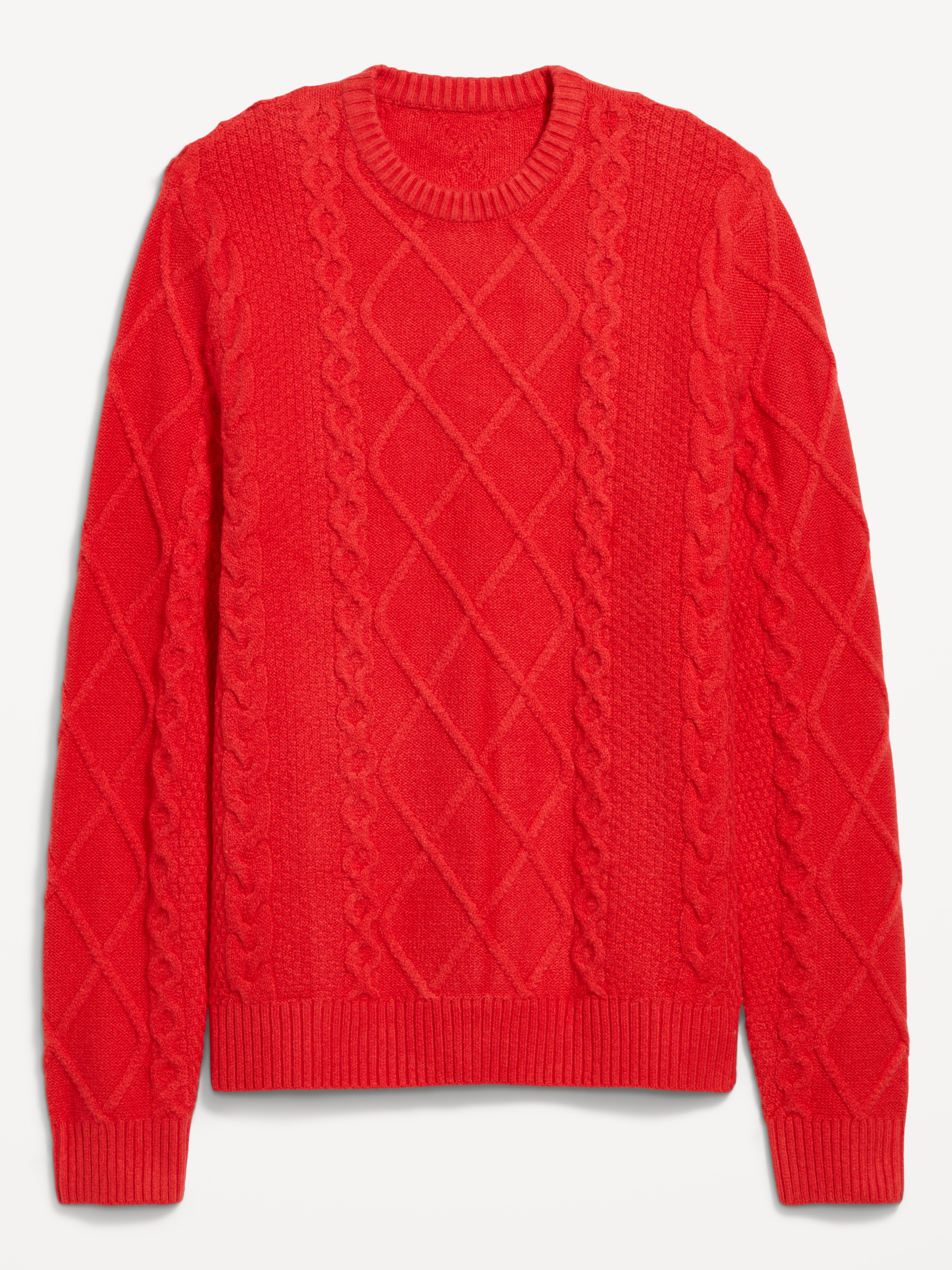 Cable-Knit Crew-Neck Sweater - Scotty Red - 1