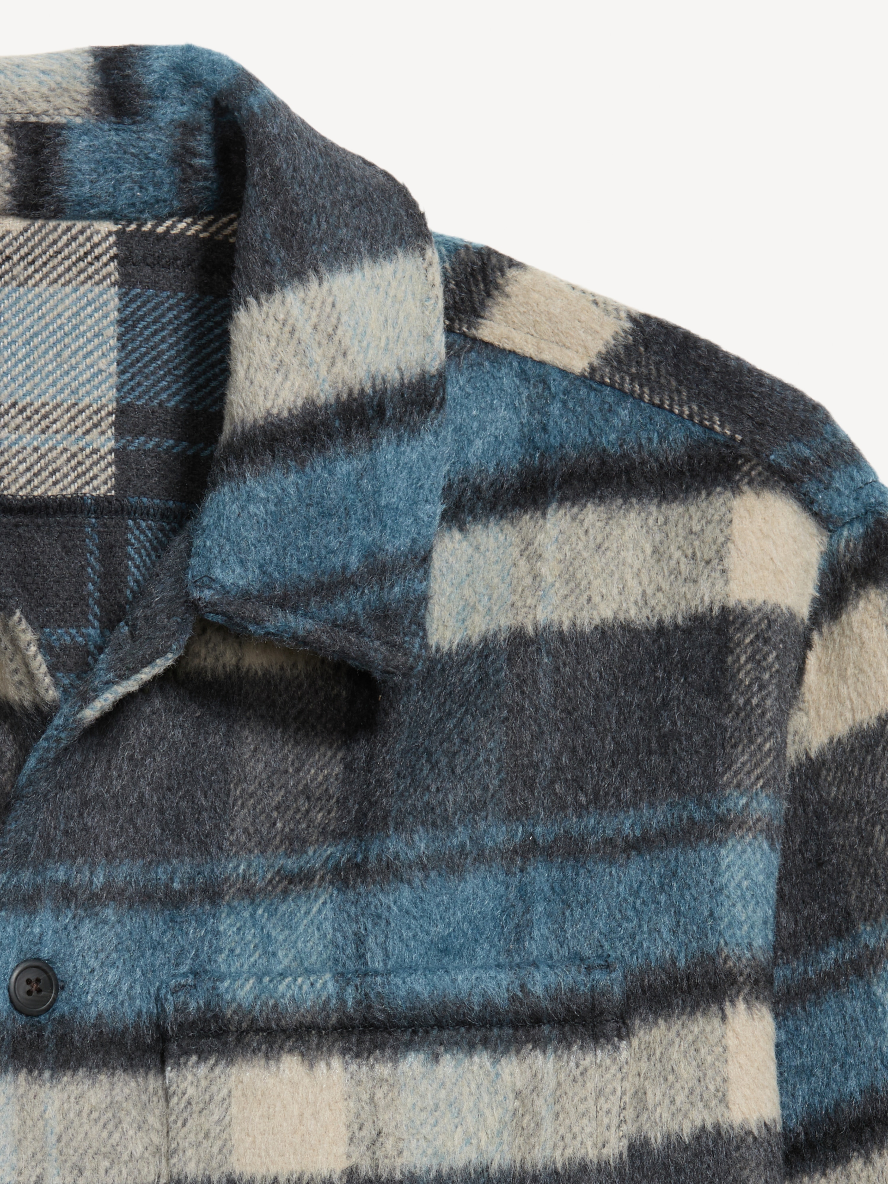 Loose Fit Button-Down Shirt - Blue Plaid - 5