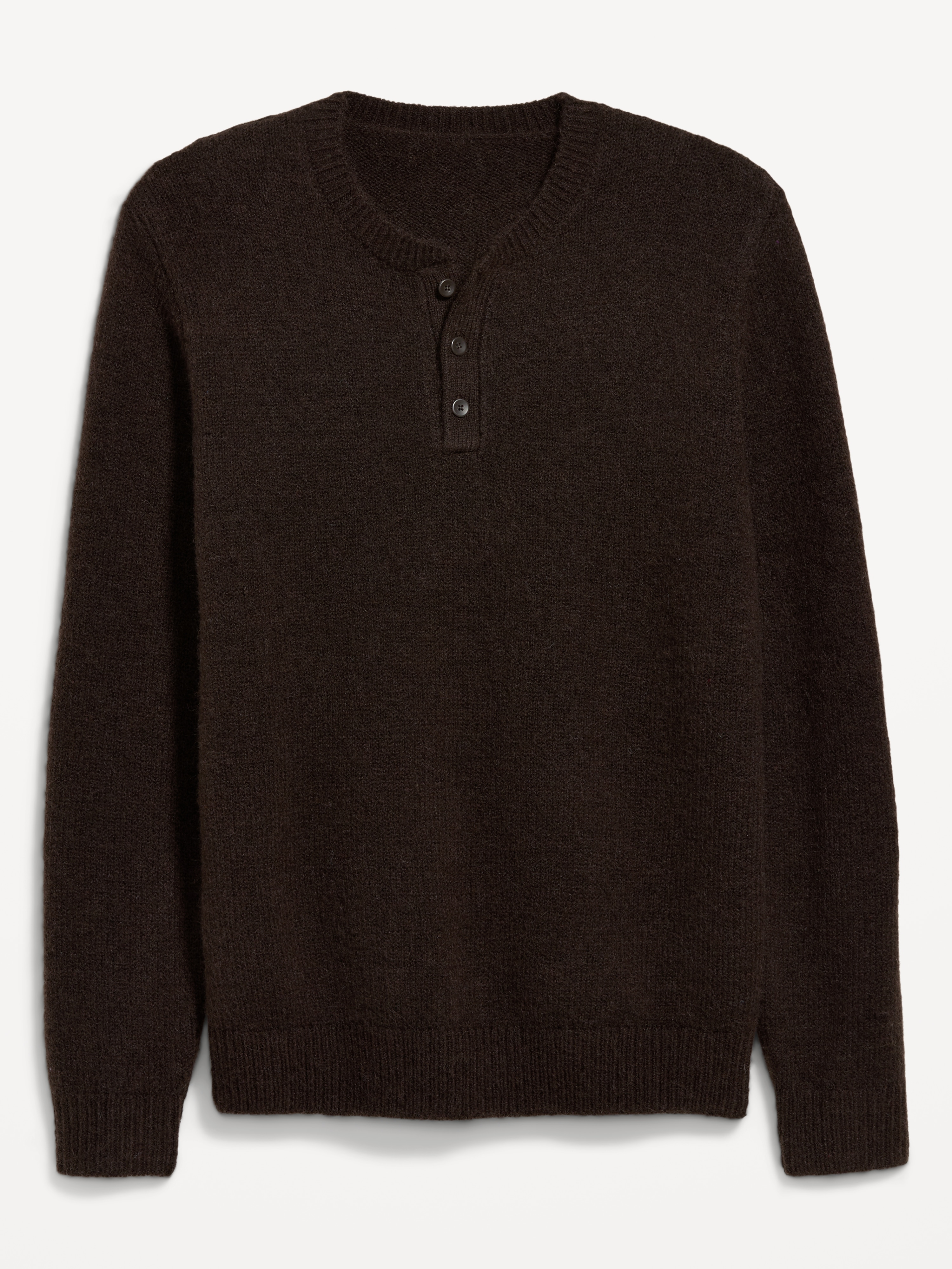 Wool-Blend Henley Sweater - Dark Walnut - 4