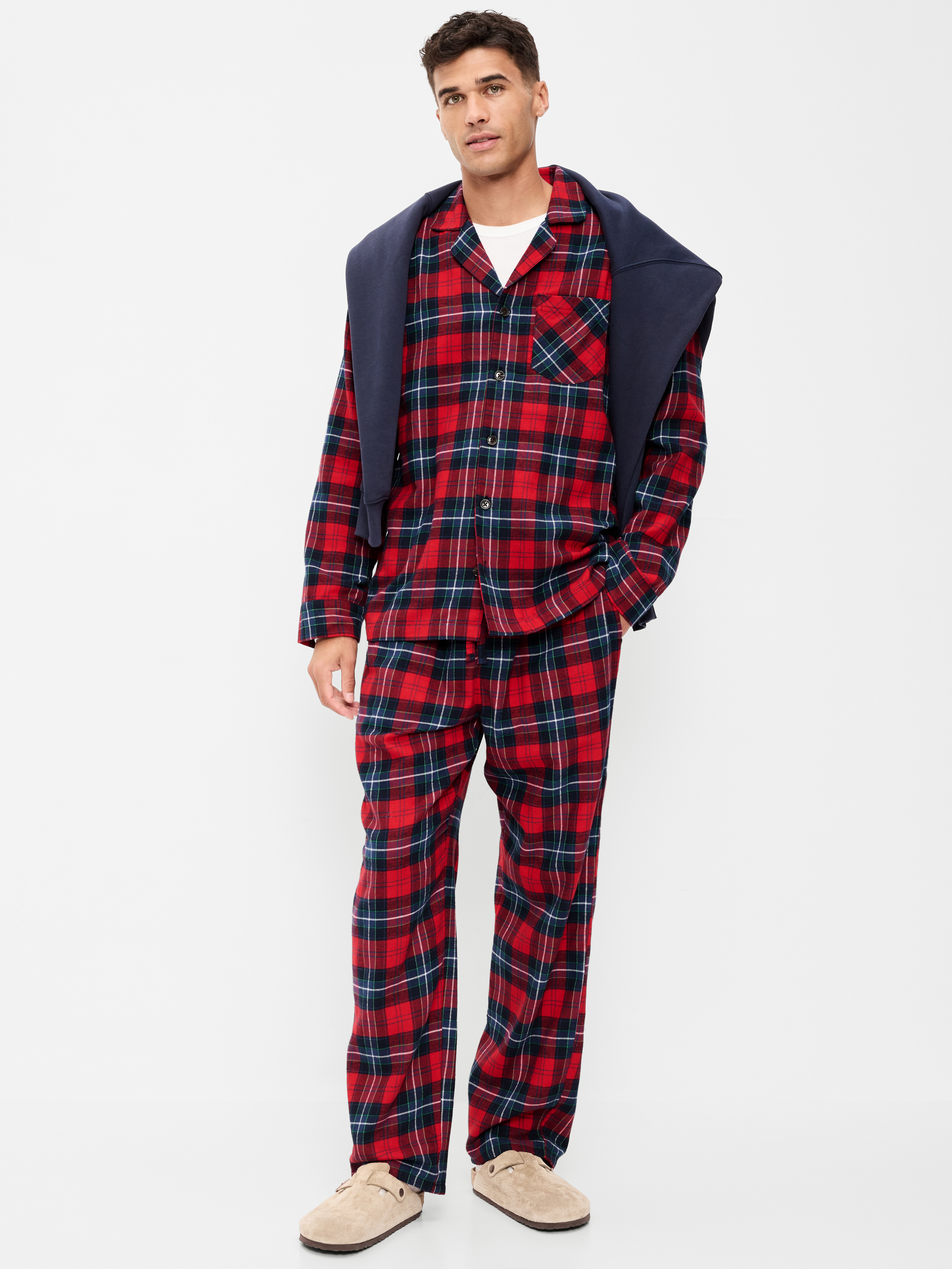 Flannel Pajama Pant Set for Men - Red Plaid (Match the Fam!) - 1
